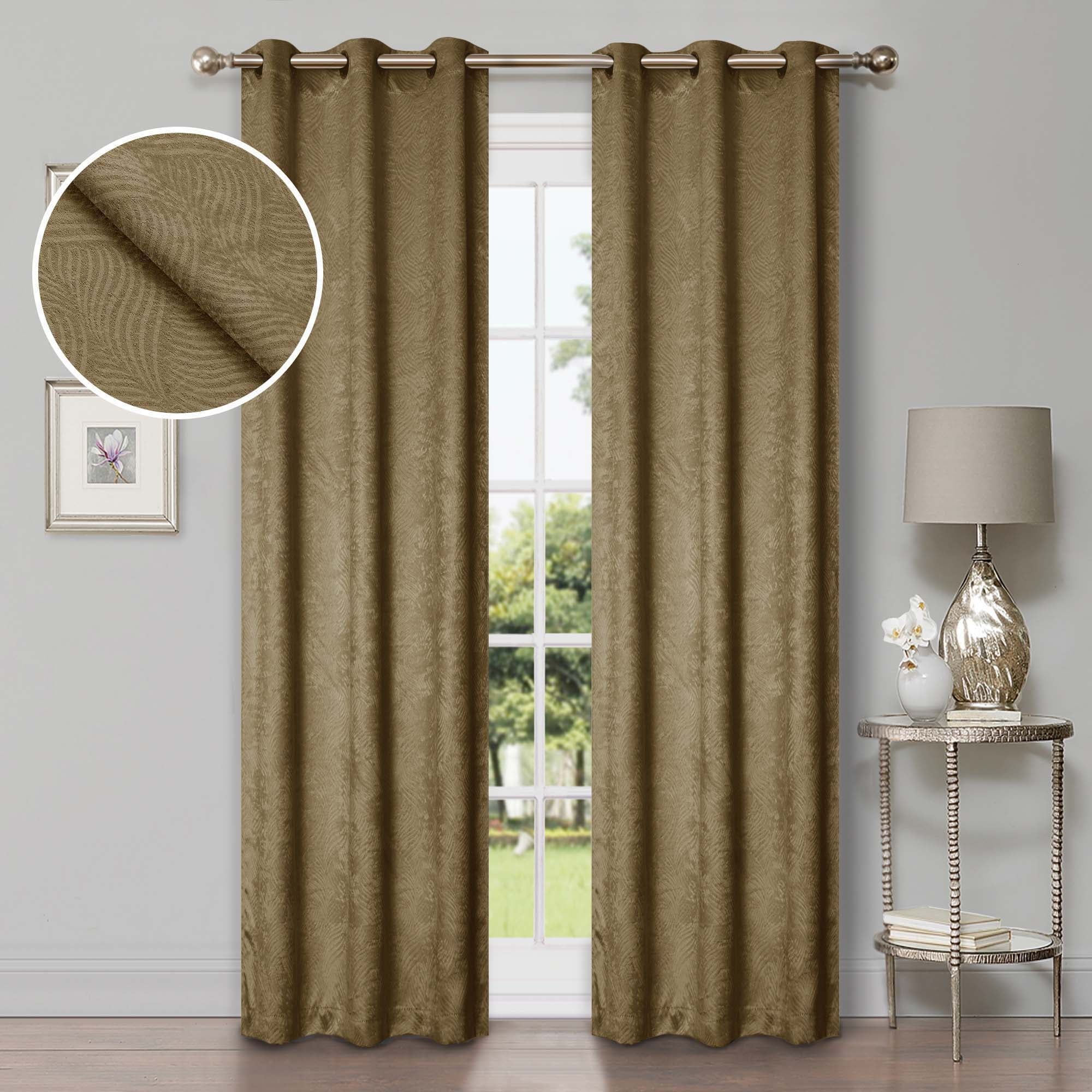 Tan Blackout Polyester Window Panel Curtains, 52" x 108"