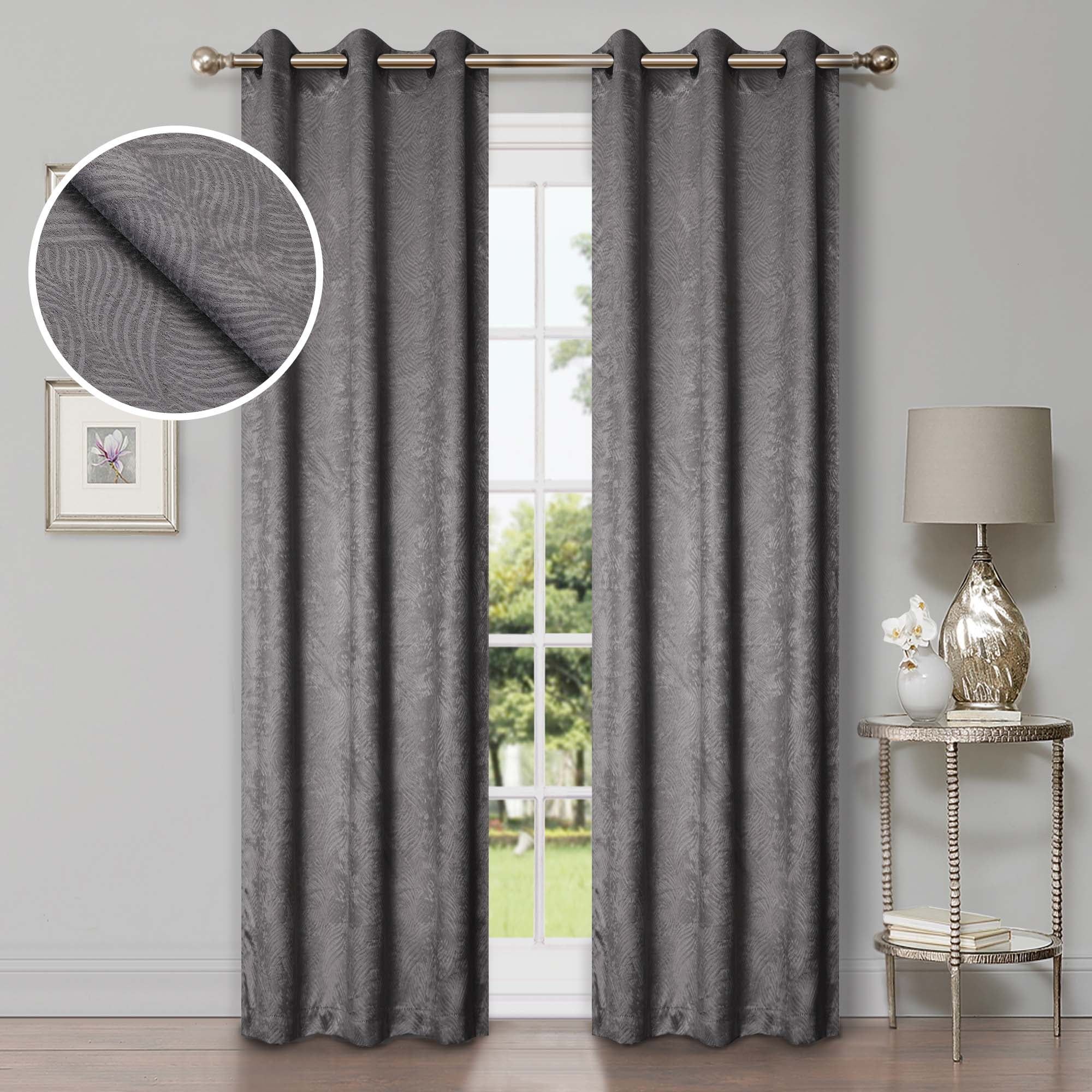 Silver Geometric Wave Blackout Polyester Window Panels, 42" x 96"