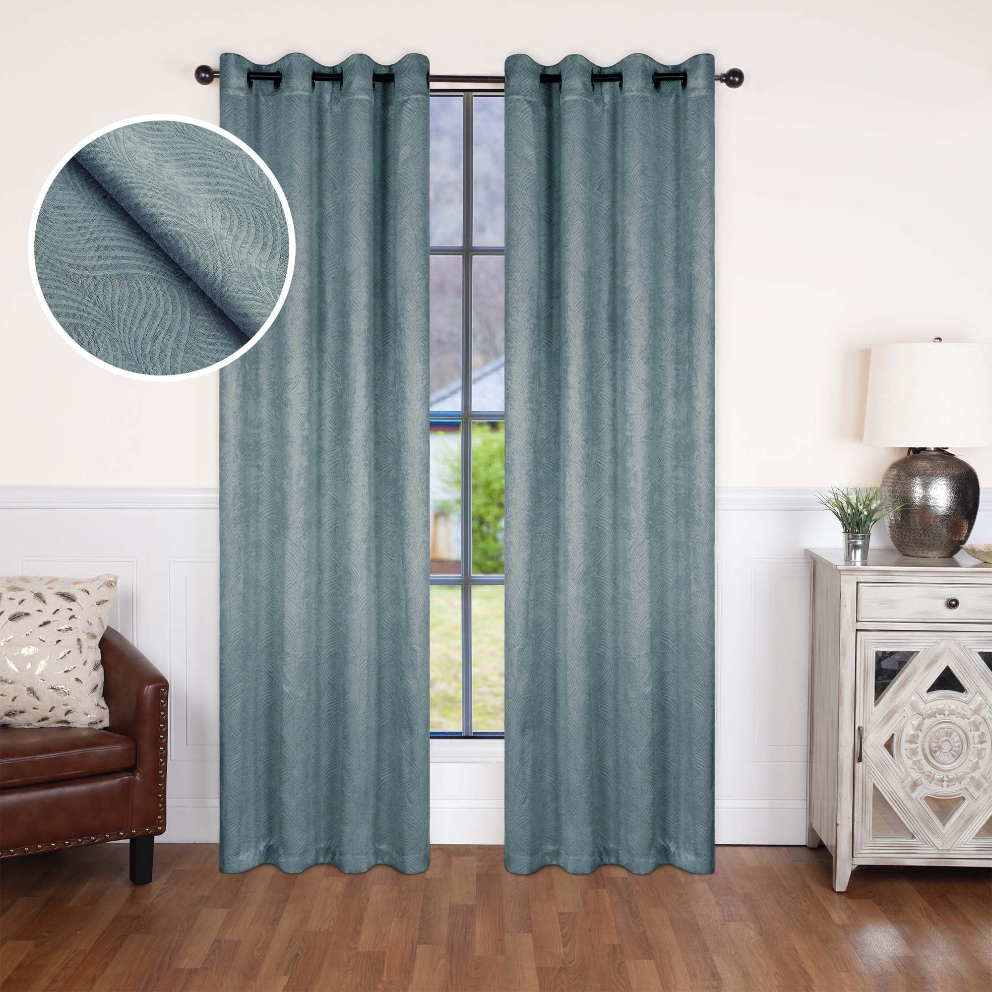 Teal Blackout Grommet Linen-Textured Window Panels, 52" x 84"