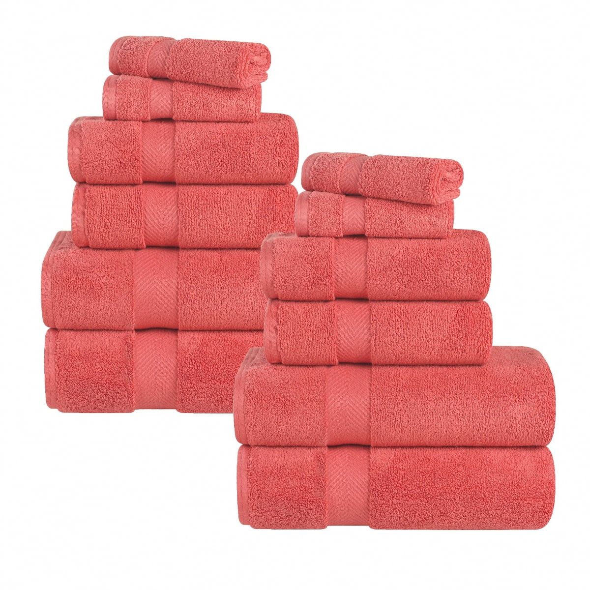 Coral Cotton 12 Piece Zero Twist Towel Set