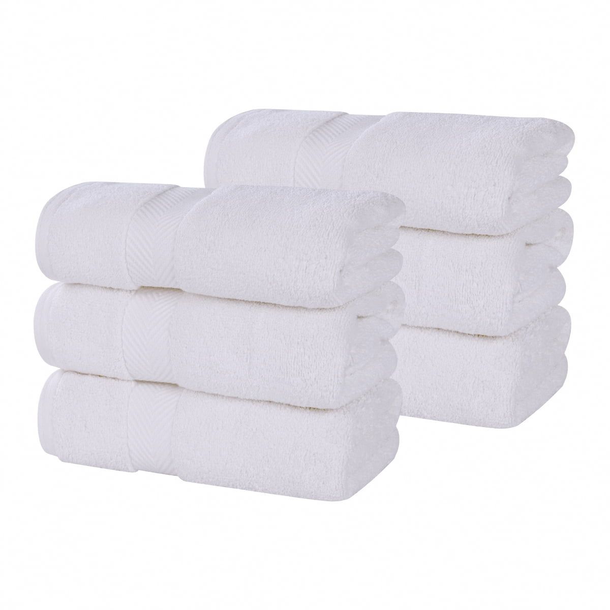 Superior White Cotton Zero Twist 6-Piece Hand Towel Set