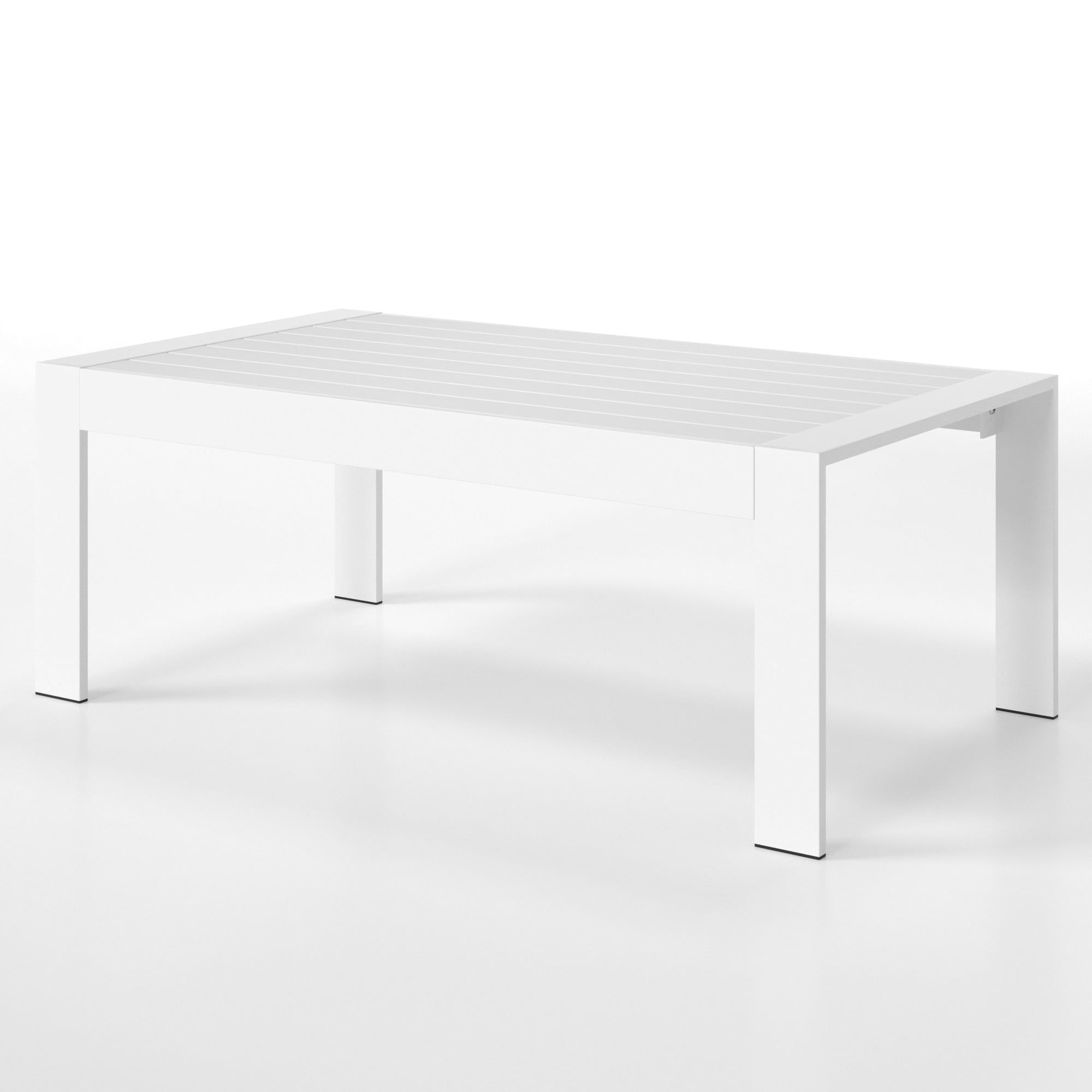 White Aluminum Modern Outdoor Rectangle Coffee Table