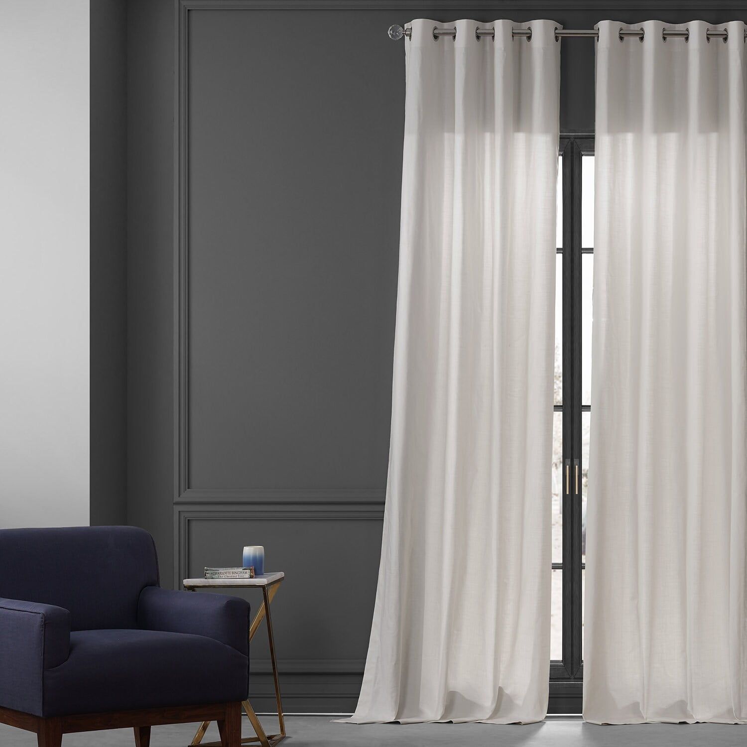 Supreme Cream Textured Cotton Grommet Curtain Pair, 50W x 96L