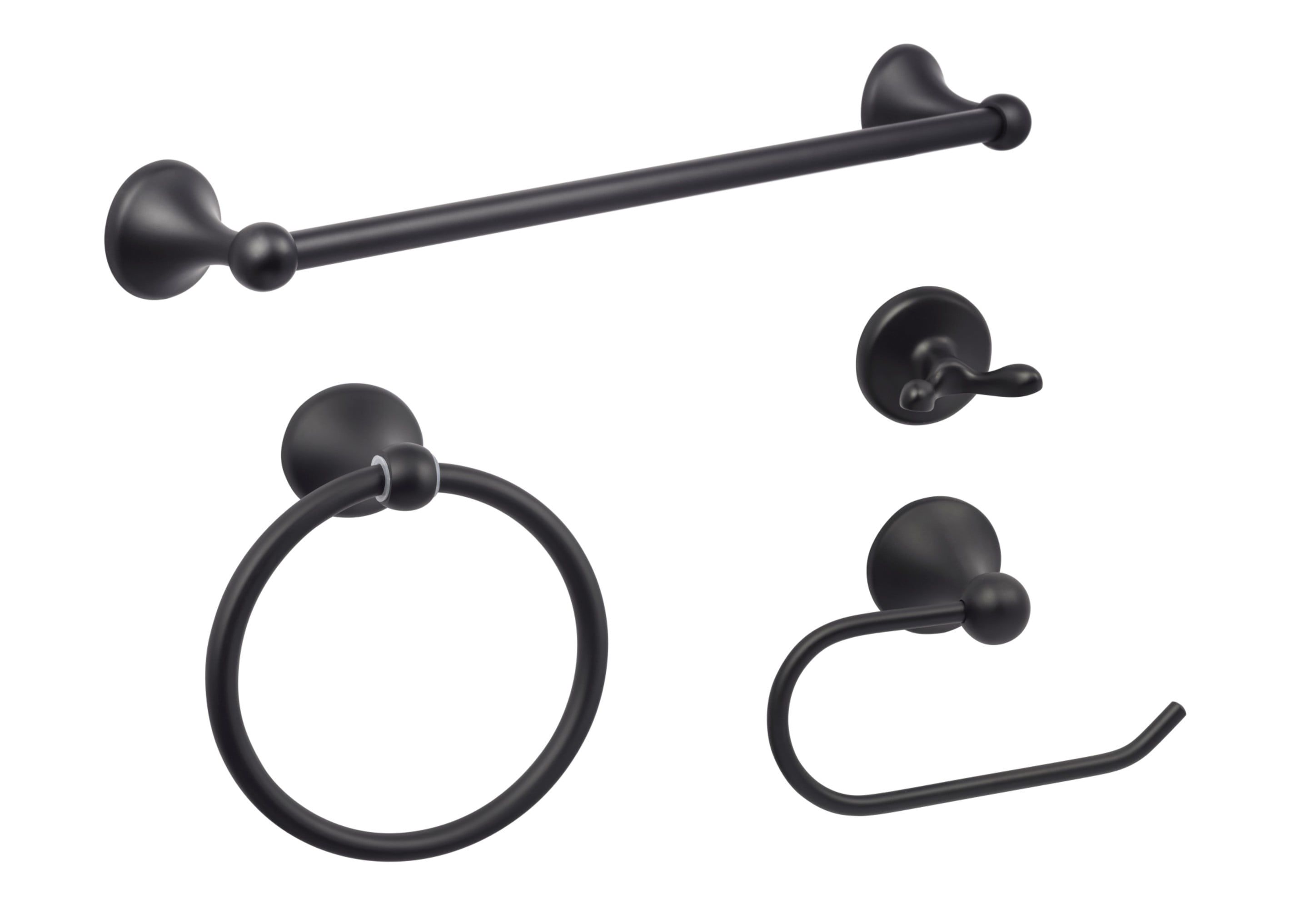 Flat Black Metal 4-Piece Bathroom Hardware Set