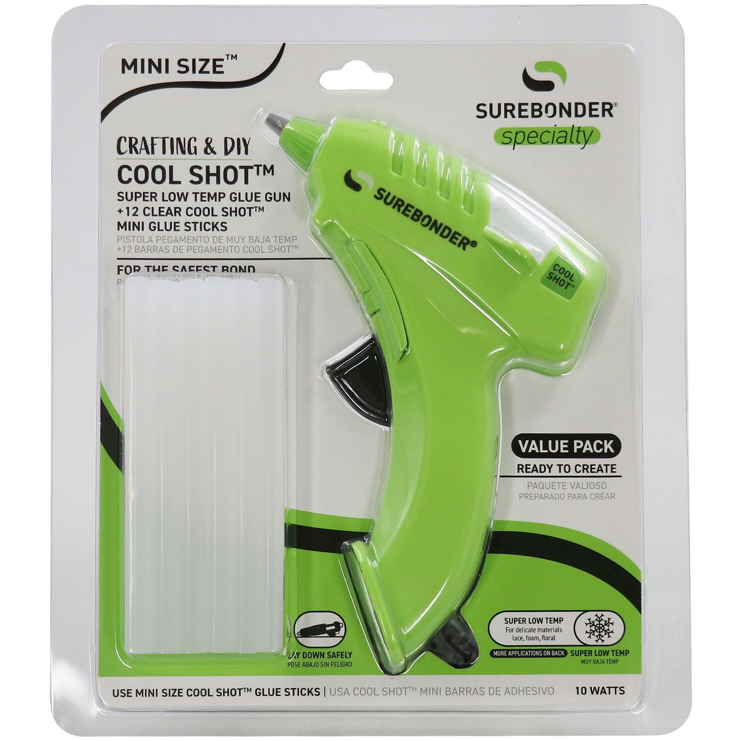 Surebonder Green Mini Low Temp Glue Gun with 12 Sticks