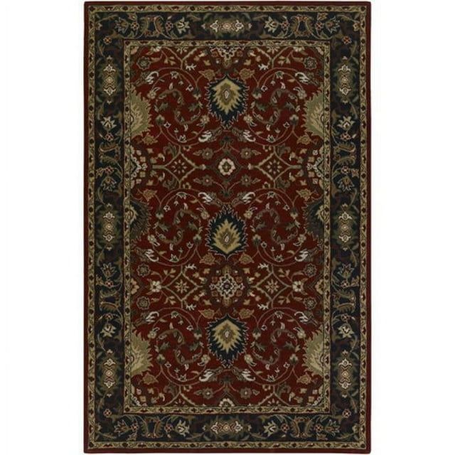 Hand-Tufted Elegance Red Wool Medium Pile Rug 4' x 6'