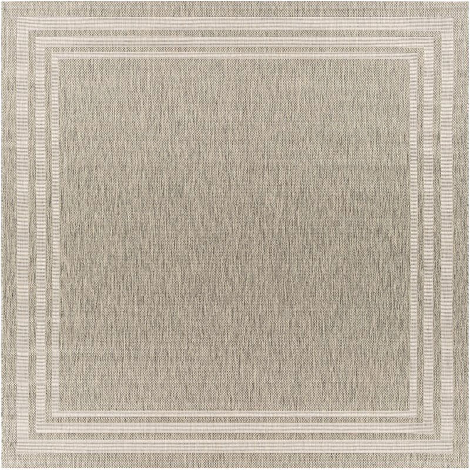 Gray and Beige Square Synthetic Easy Care Rug