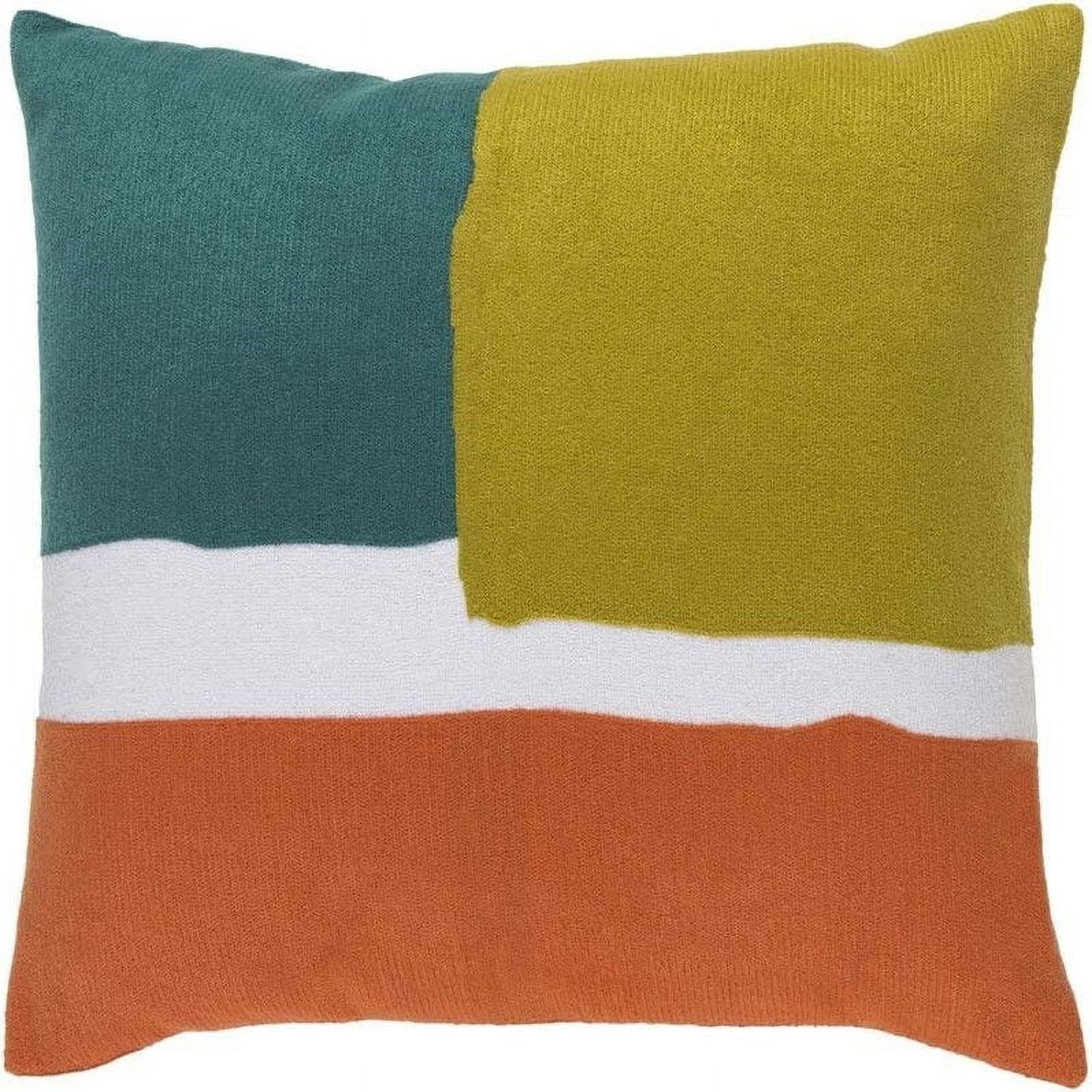 Harvey Square 18" Embroidered Color Block Decorative Pillow