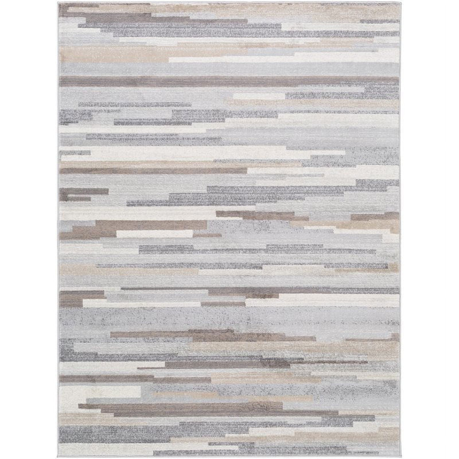 Gray and Charcoal Square Polypropylene Area Rug