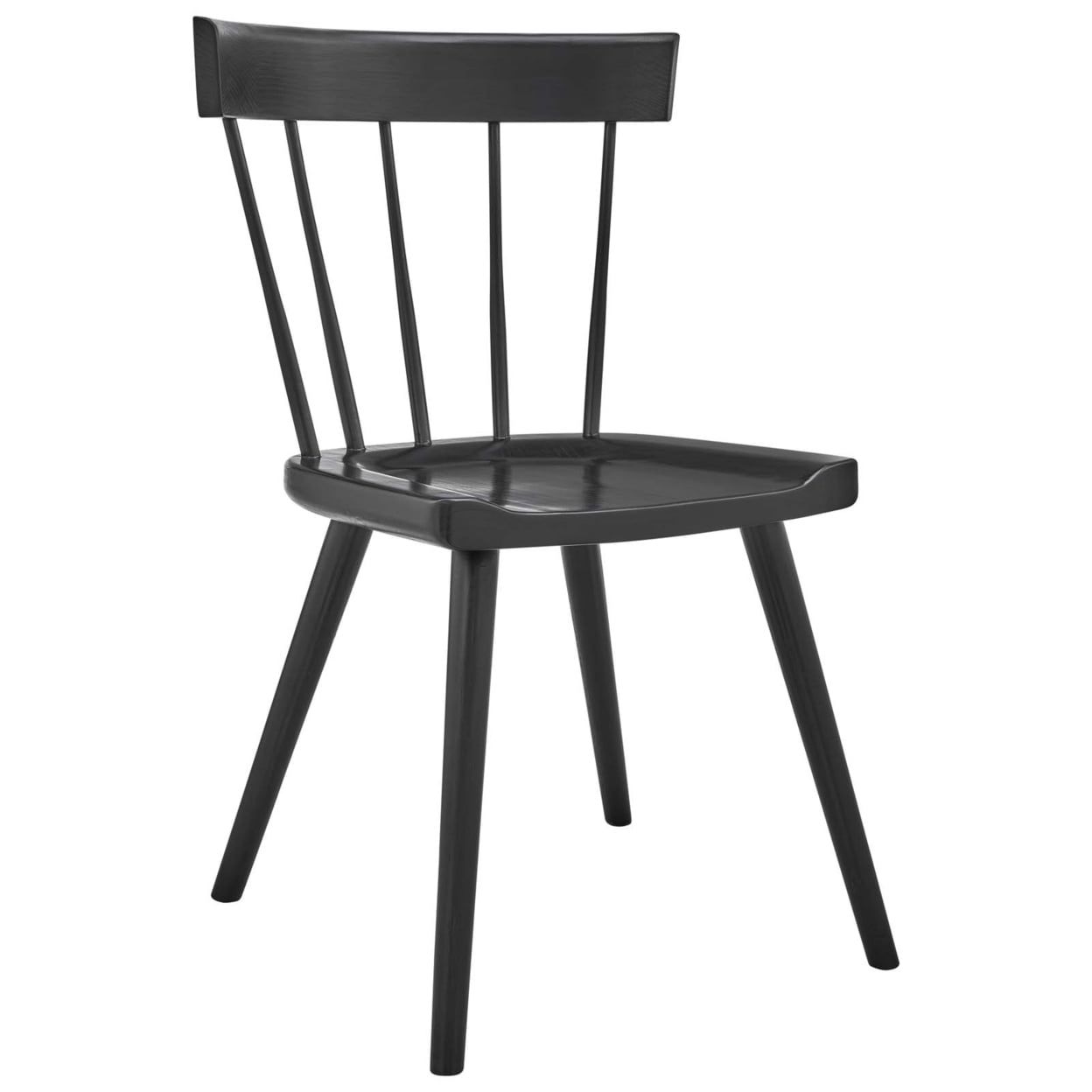 Black Elm Wood Slat Back Dining Side Chair