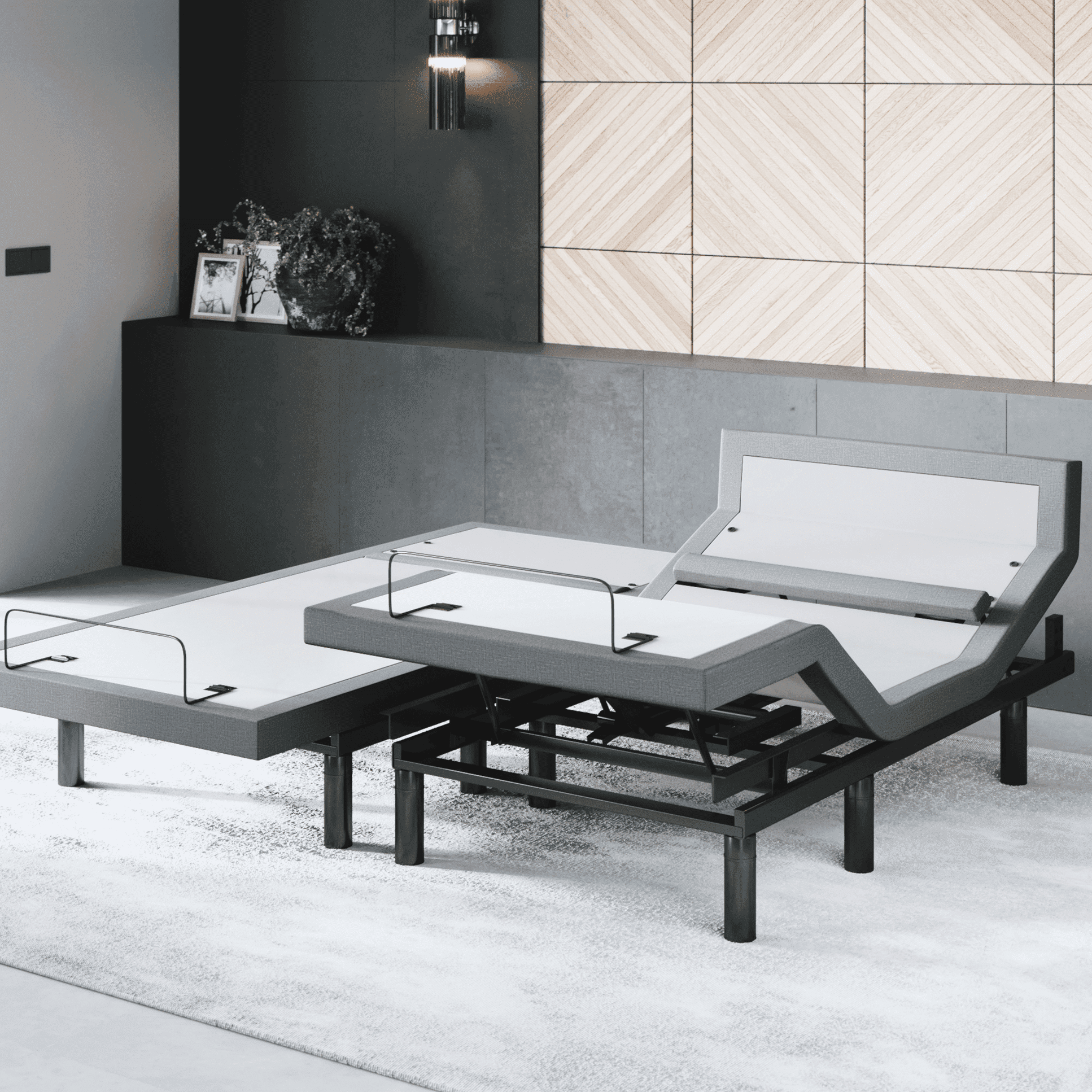 Split King Adjustable Metal Frame Bed Base with Zero Gravity