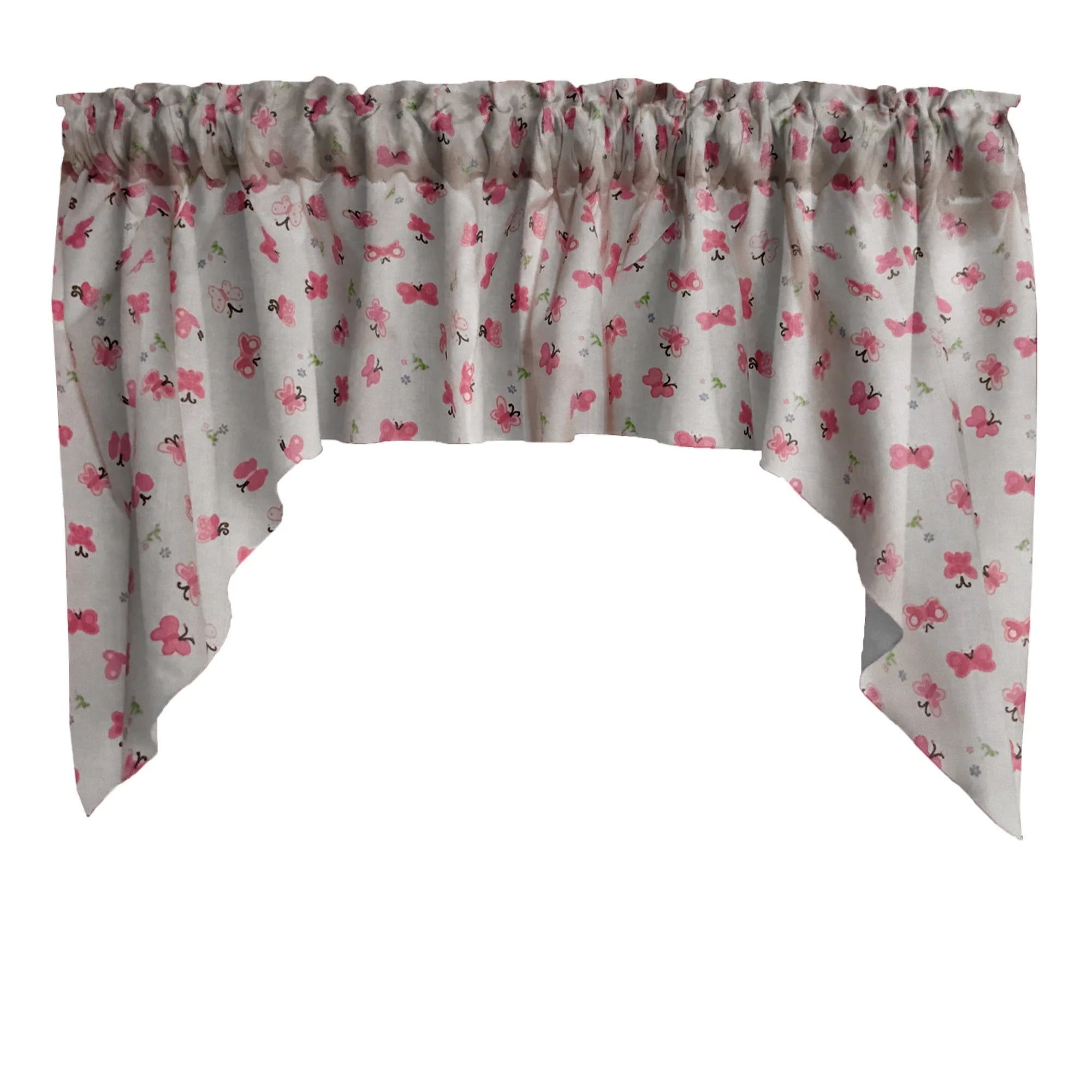 Pink Floral Butterflies Cotton Swag Valance 58" x 36"