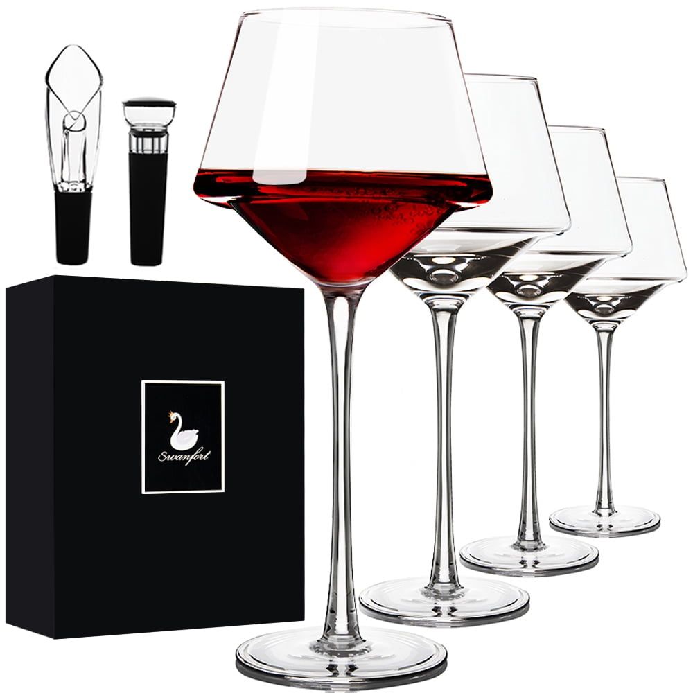 Swanfort 14.5 oz Hand Blown Crystal Red Wine Glasses Set