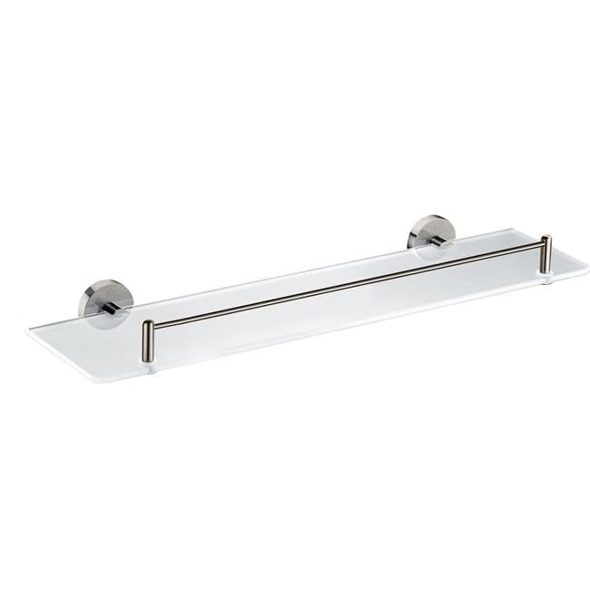 Brushed Nickel Floating Glass Wall Shelf with Towel Bar