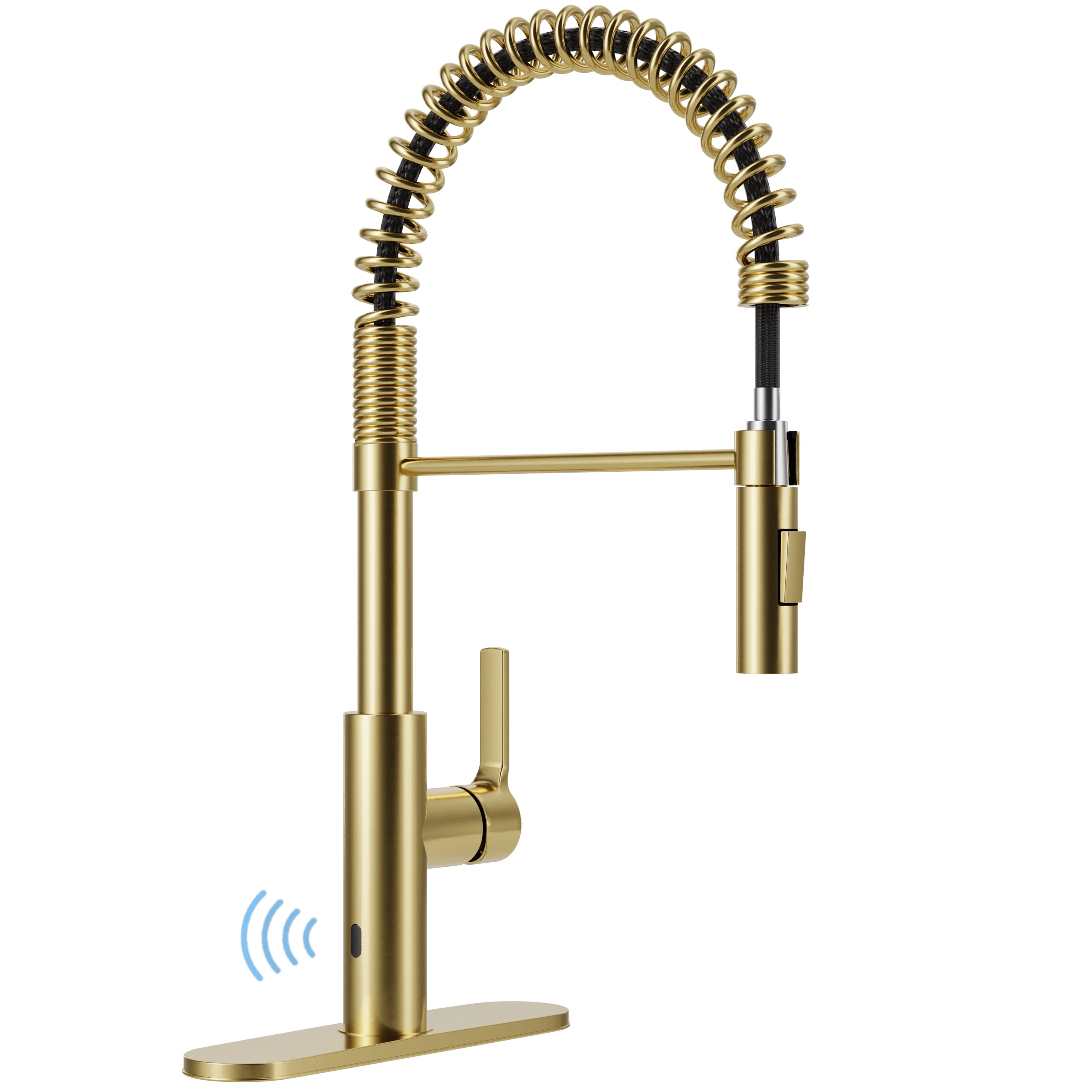 Brushed Gold Stainless Steel Touchless Pull-Down Kitchen Faucet