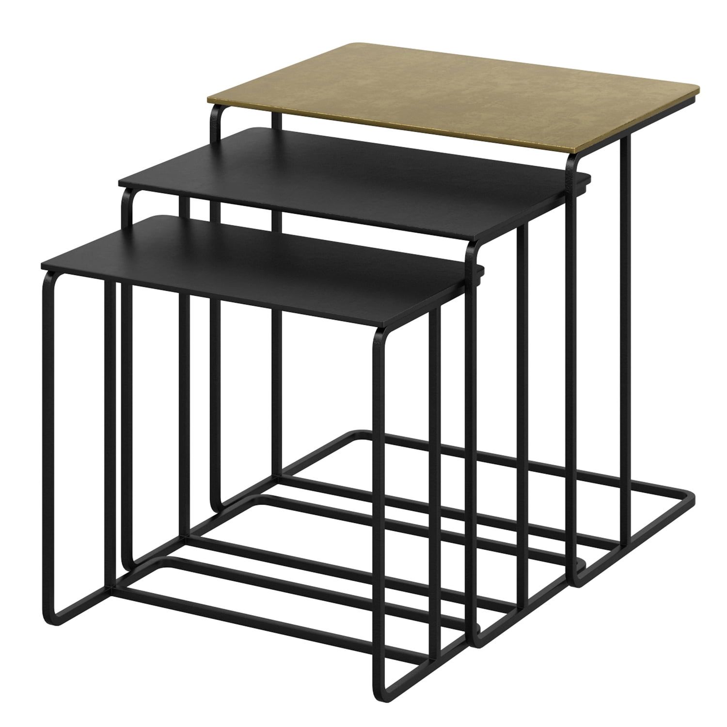 Industrial Gold and Black Metal Nesting Table Set