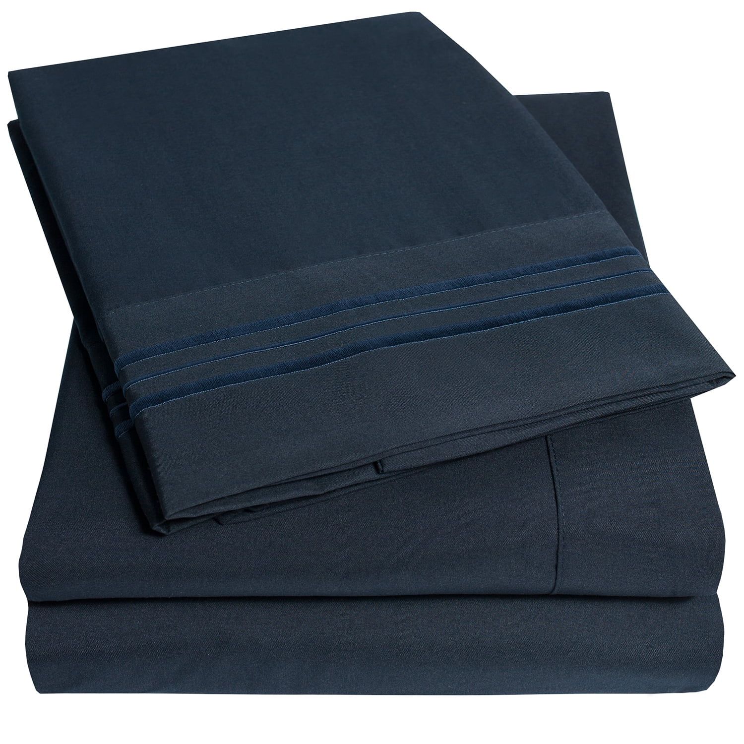 Navy Blue Queen Deep Pocket Microfiber Sheet Set