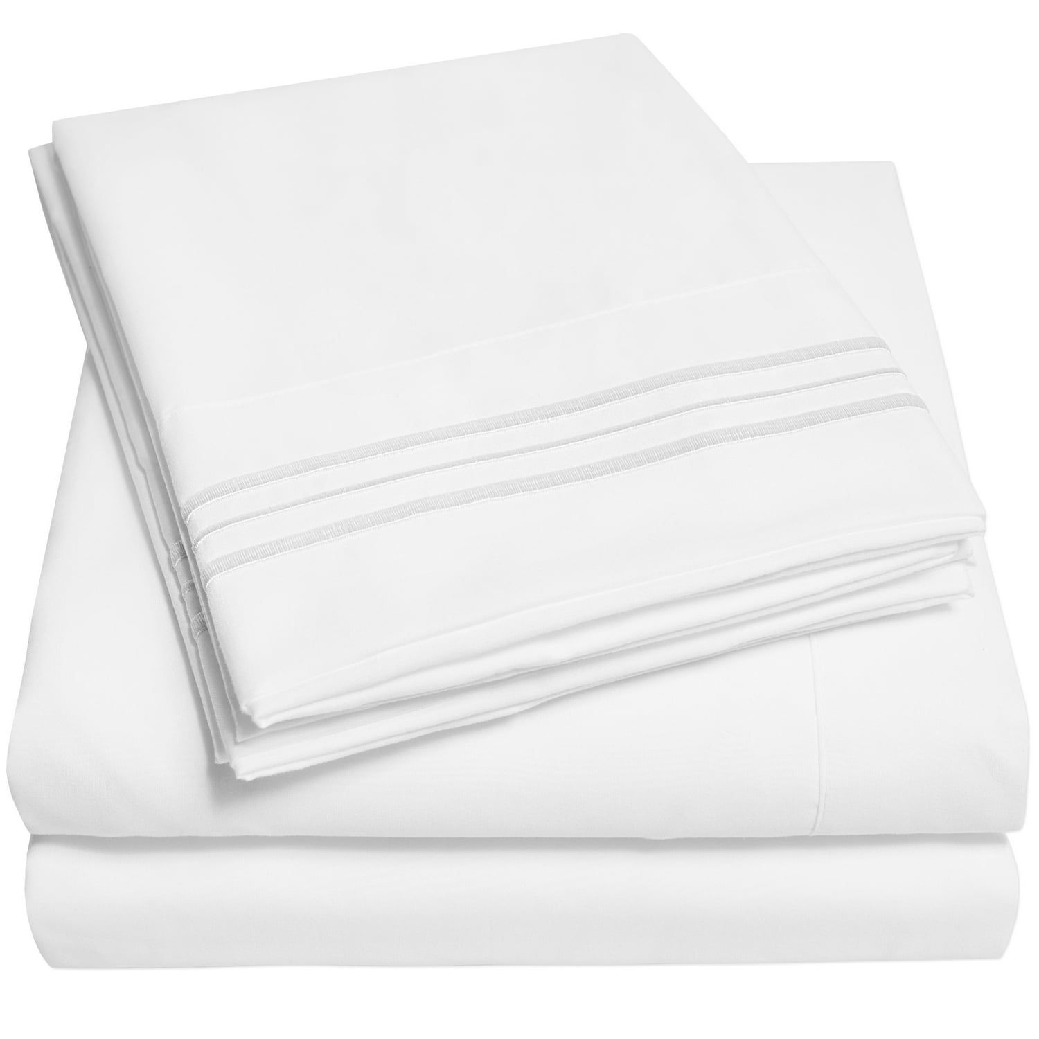 White Full Deep Pocket Microfiber Bed Sheet Set