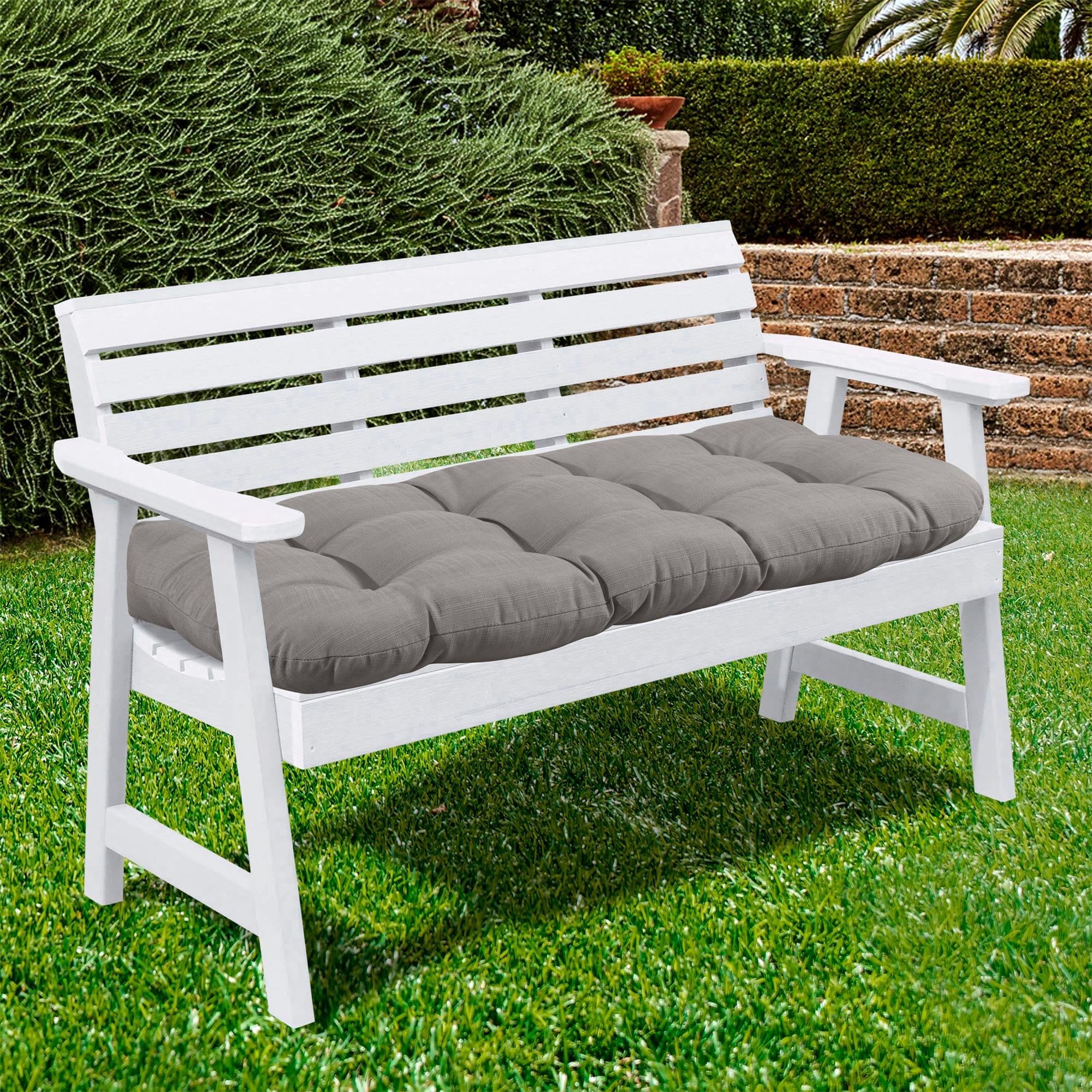 Silver Polyester Outdoor Loveseat Cushion with Plush Fill
