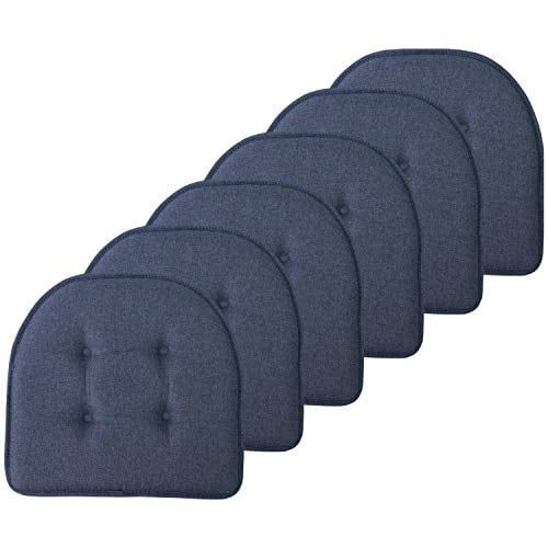 Denim Blue Memory Foam U-Shaped Chair Cushions, 6 Pack