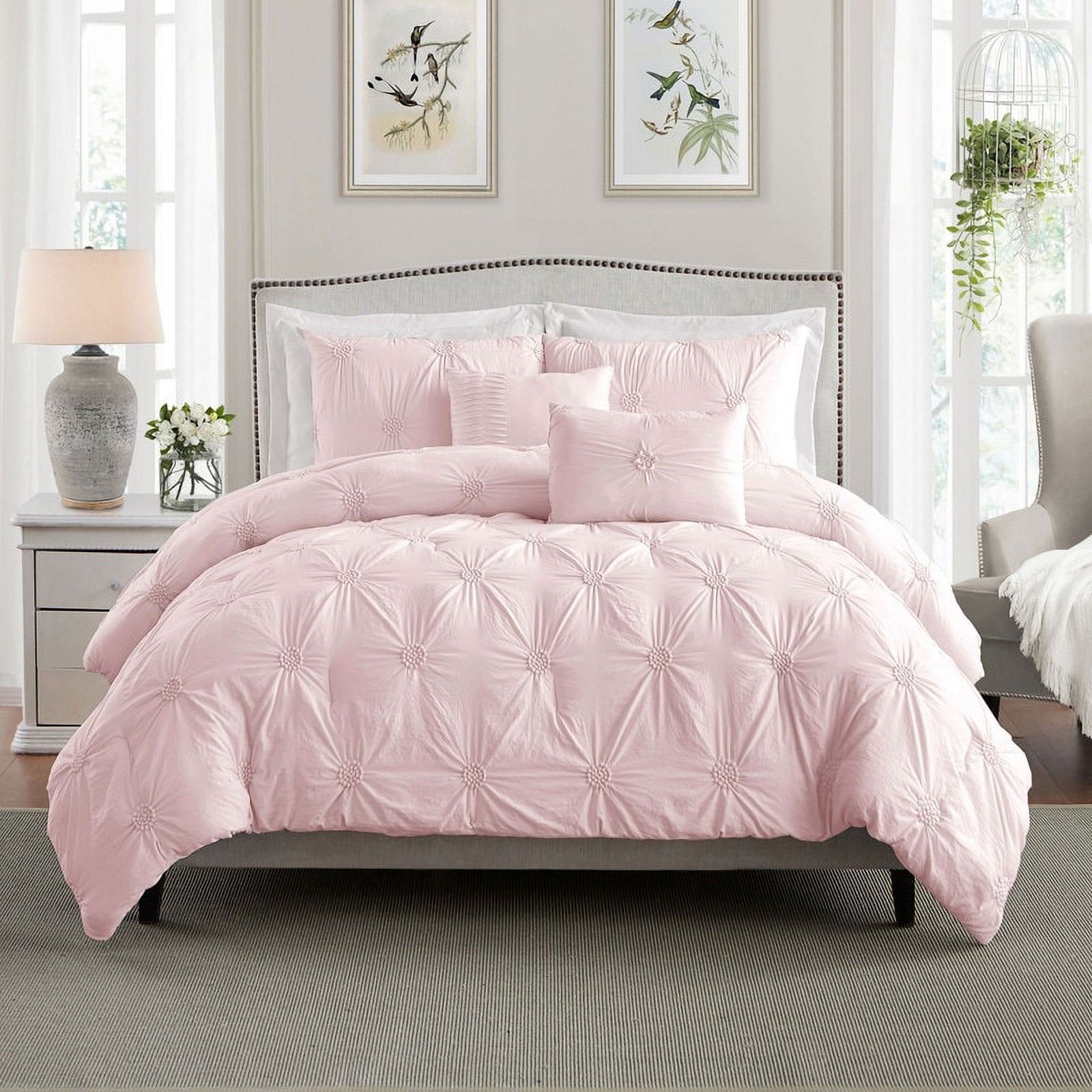 Rose Blush Twin Microfiber Down Alternative Comforter Set