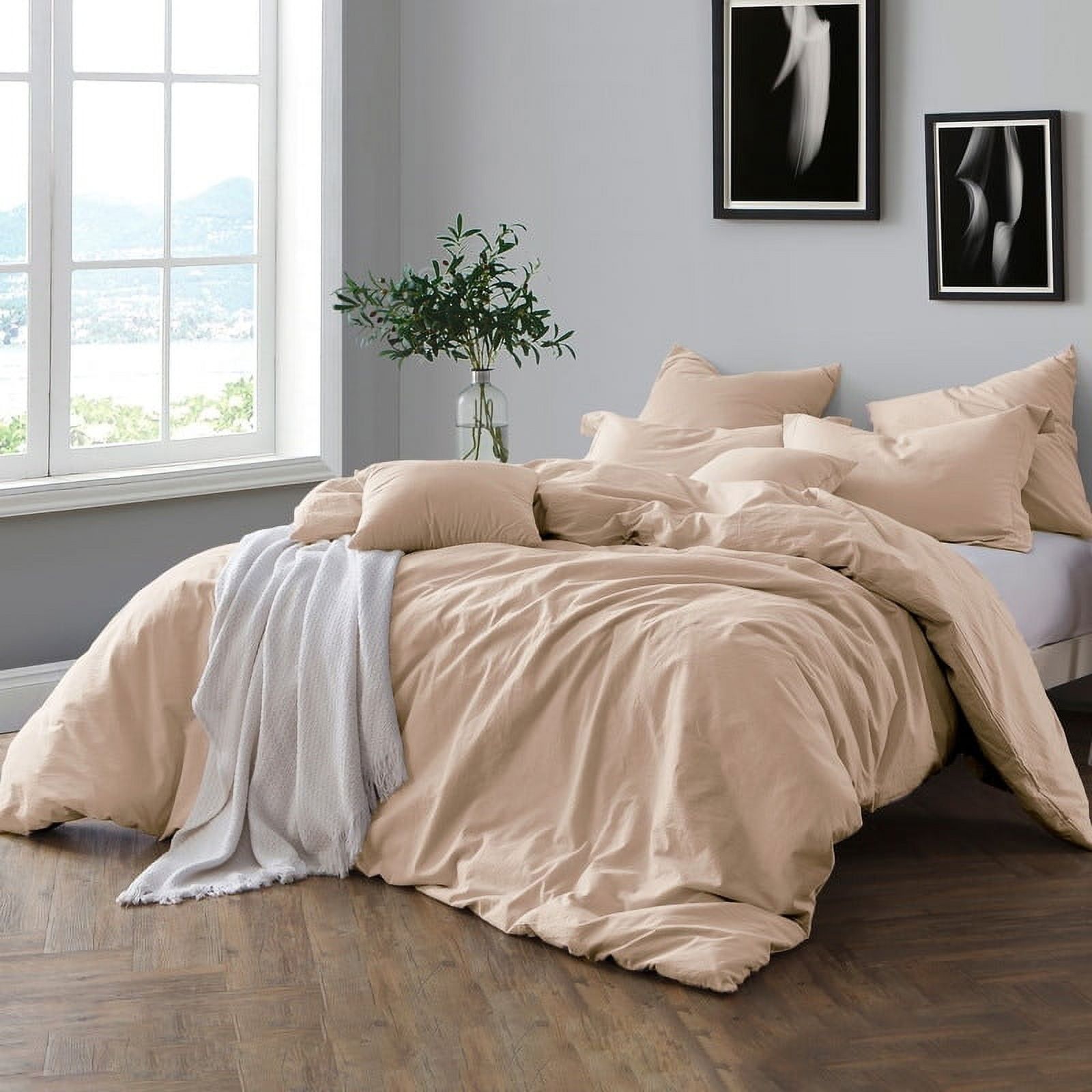 Almond Cotton Chambray Twin/Twin XL Duvet Cover Set