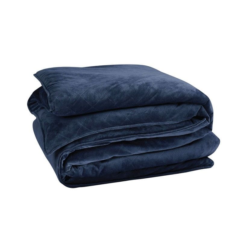 Navy Fleece 20 lb Weighted Blanket with Removable Cover