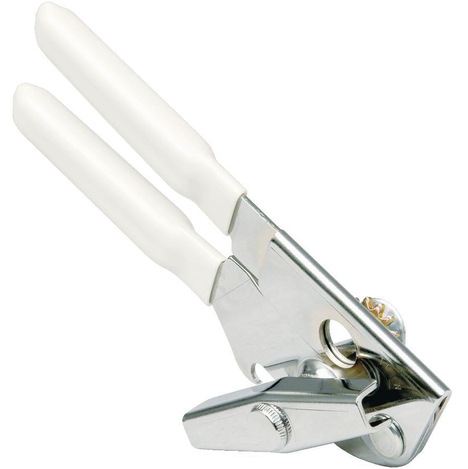 White Ergonomic Handle Steel Can Opener with Bottle Opener