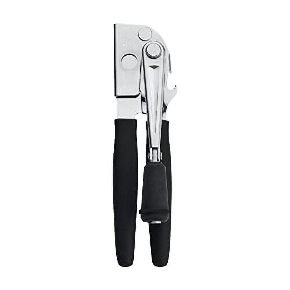 Ergonomic Black Steel Can Opener with Folding Handle