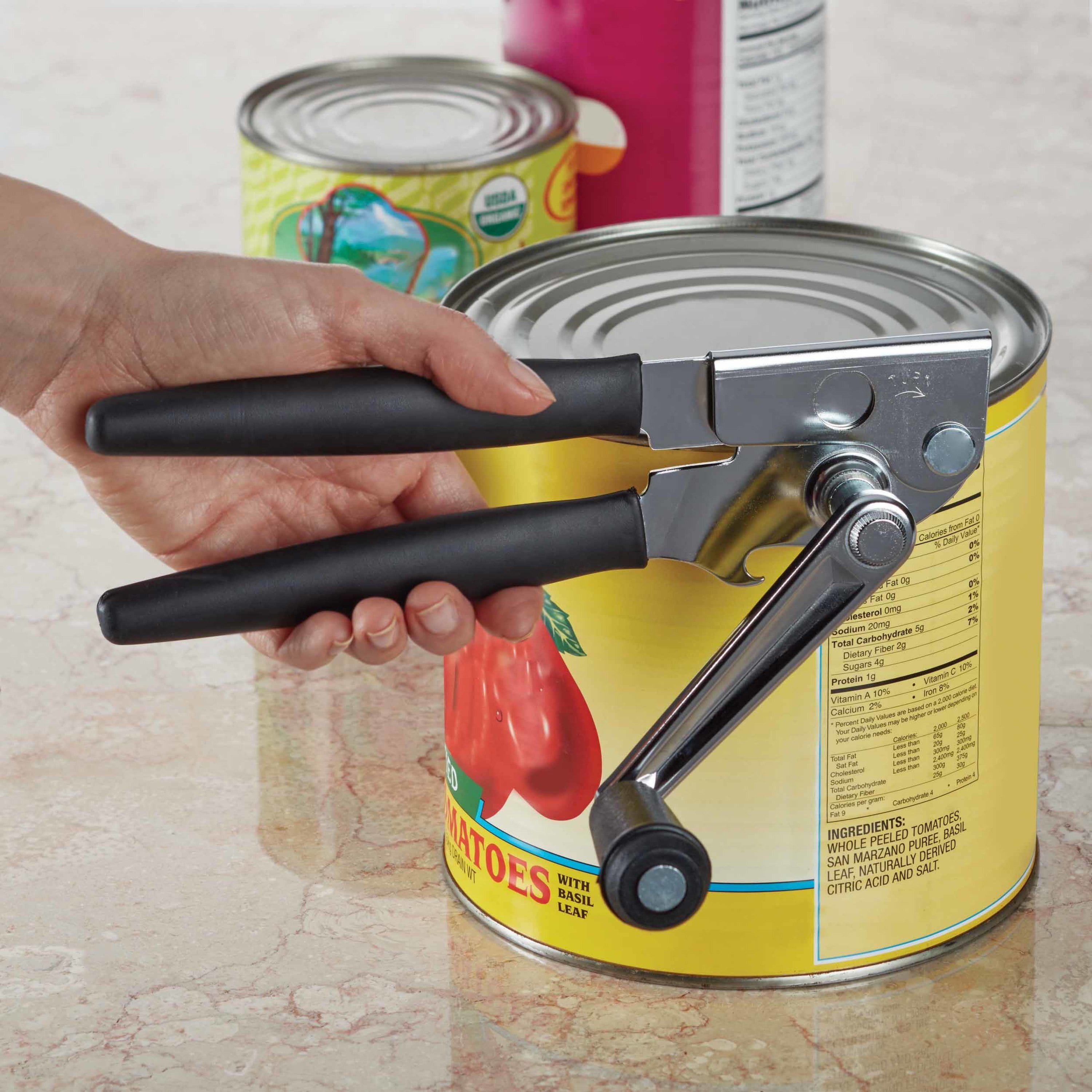 Black Ergonomic Stainless Steel Crank Handle Can Opener