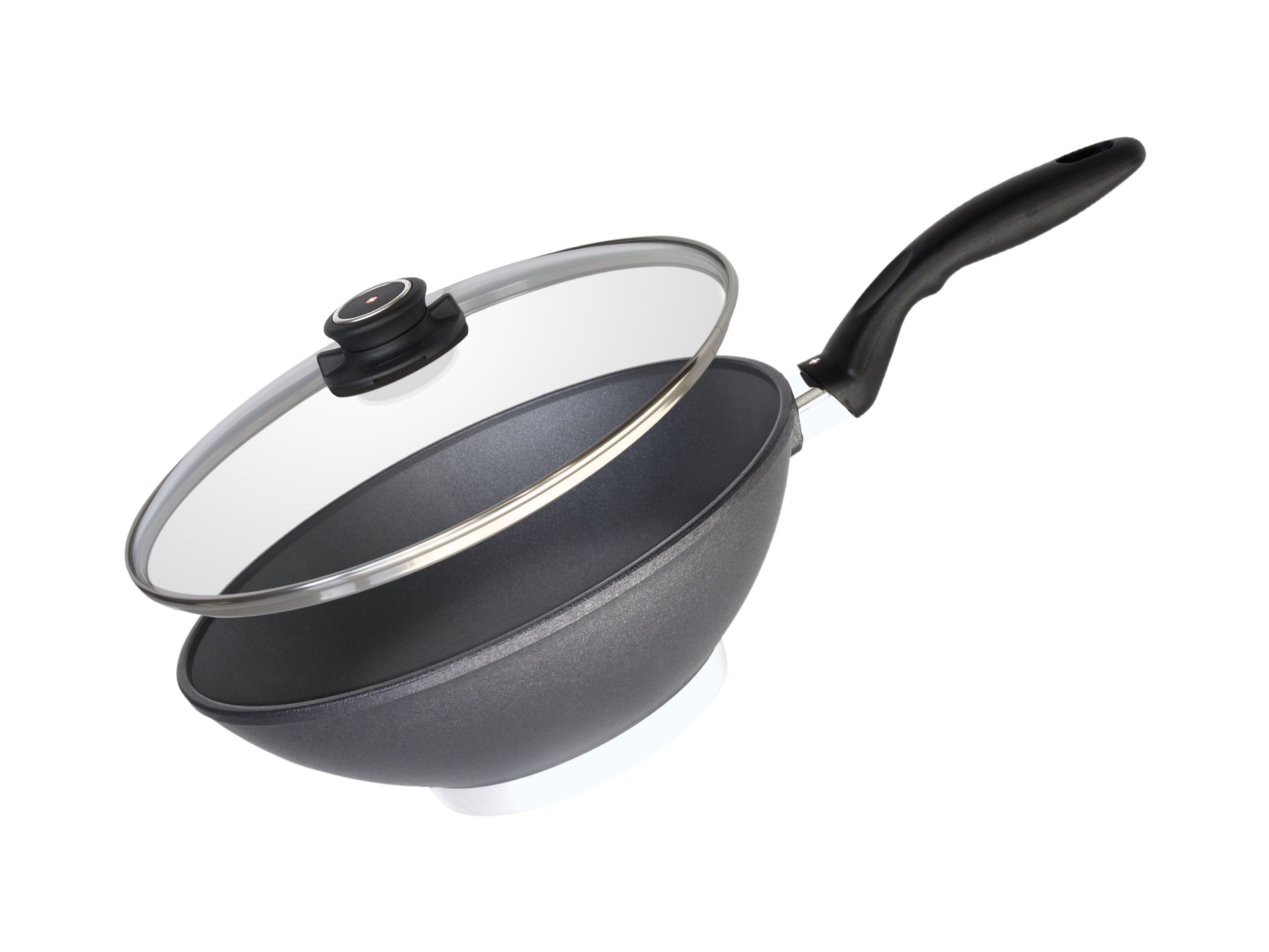 Swiss Diamond 11" Gray Aluminum Induction Nonstick Wok with Lid