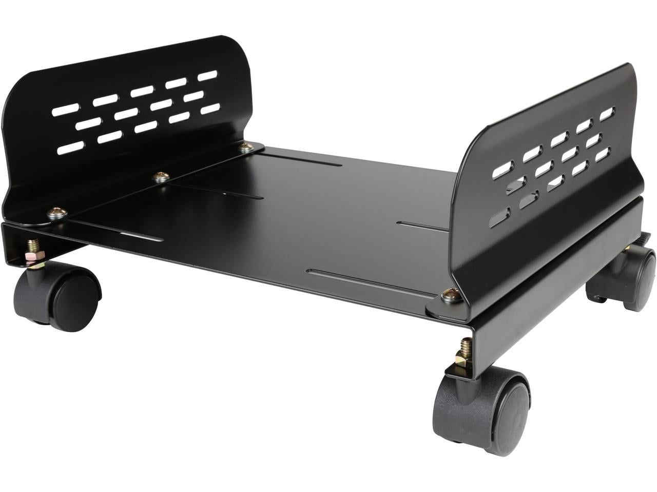 Black Metal Adjustable CPU Stand with Caster Wheels