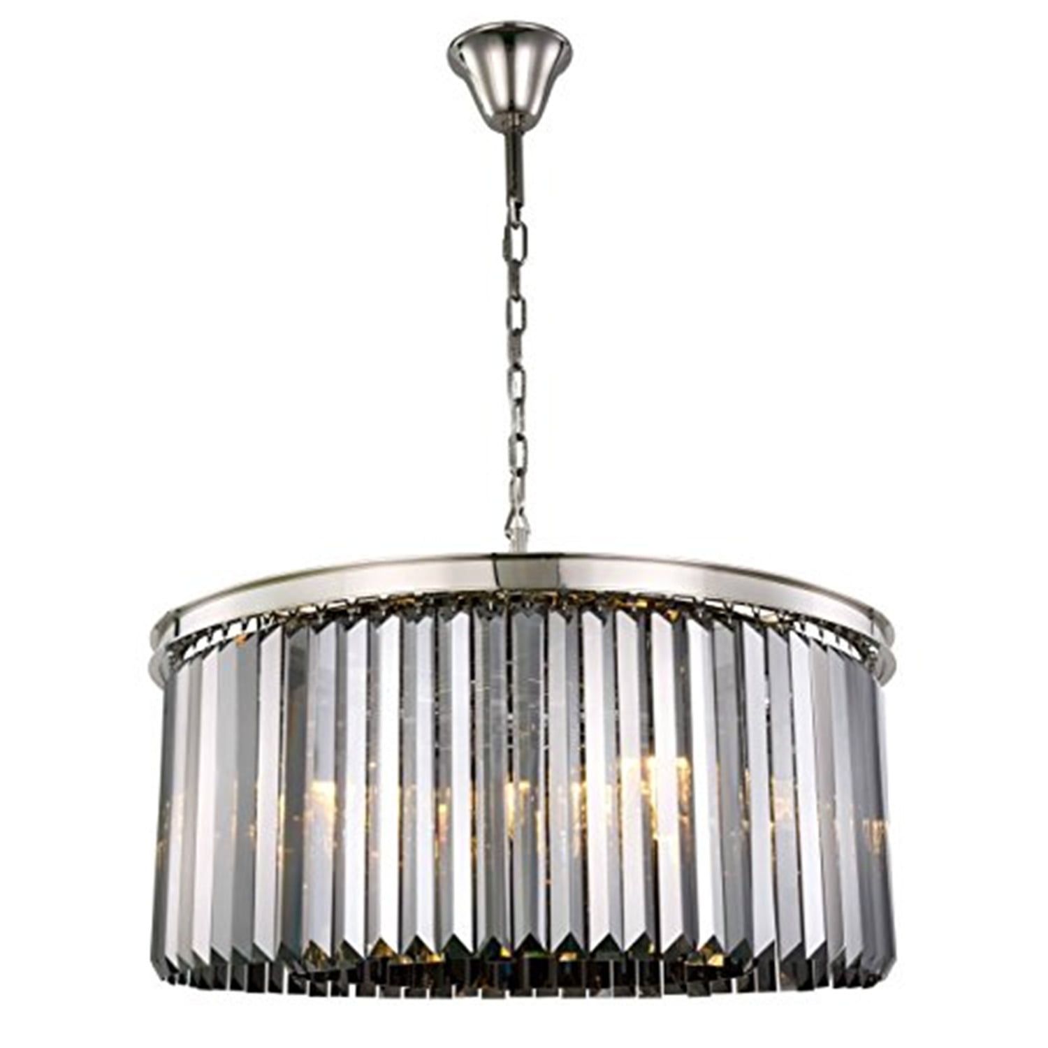 Sydney 8-Light Polished Nickel Drum Chandelier with Royal Cut Crystals