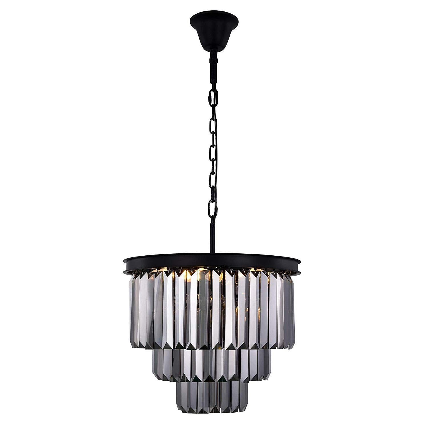 Sydney 9-Light Matte Black Chandelier with Silver Shade Crystals