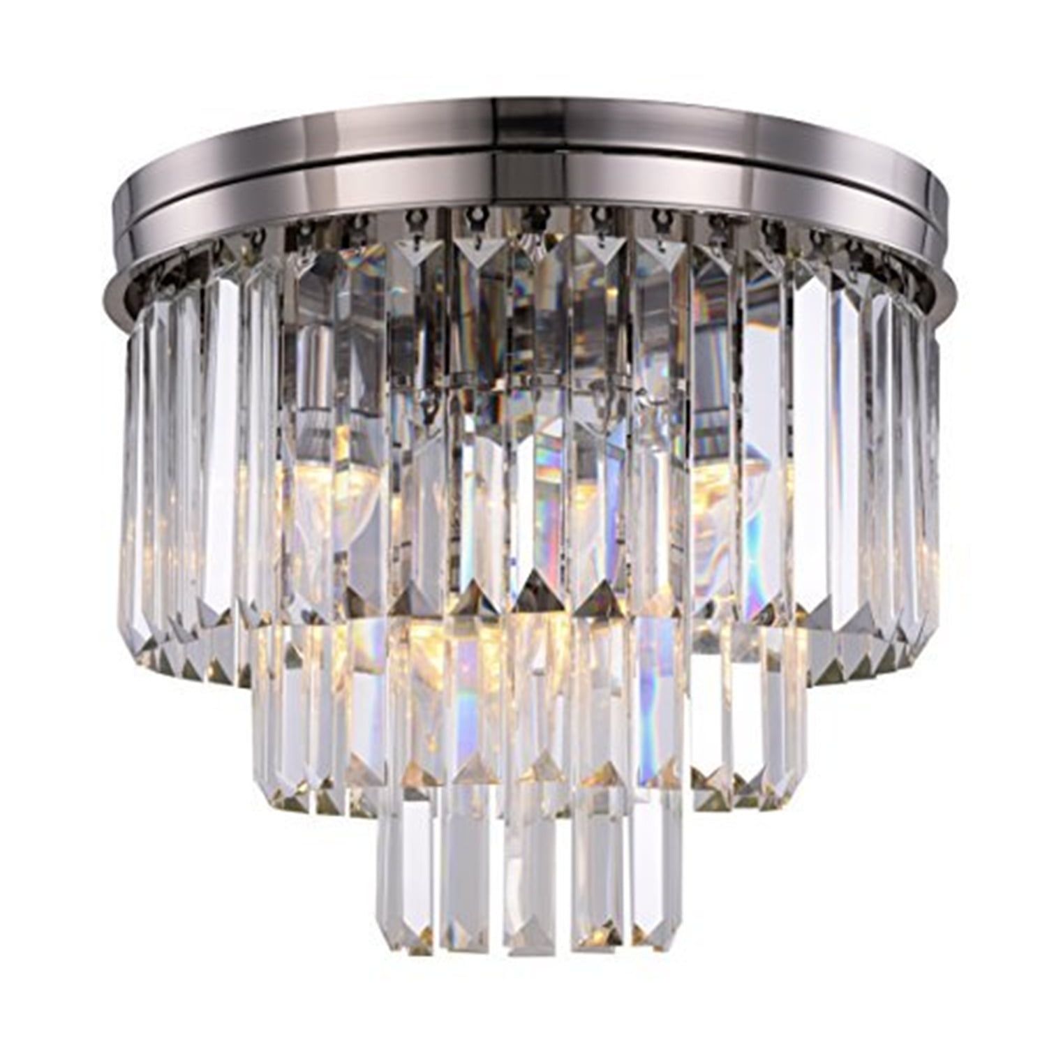 Sydney 9-Light Polished Nickel Flush Mount with Clear Crystal