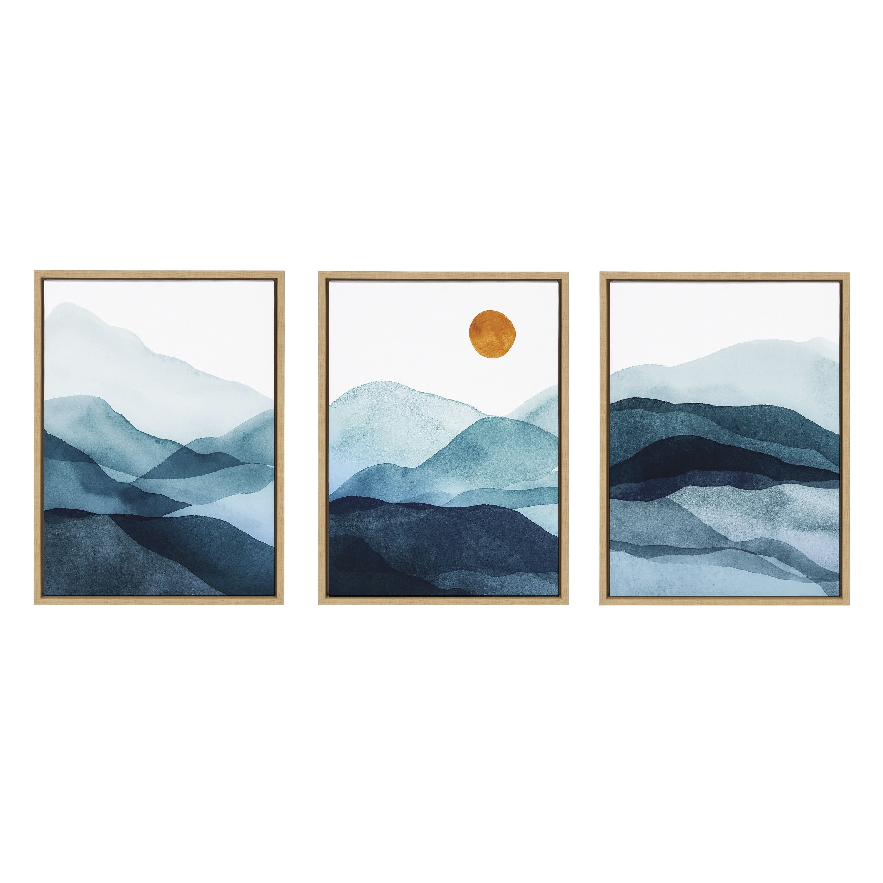 Sylvie Blue Mountain Range Abstract Canvas Art Set