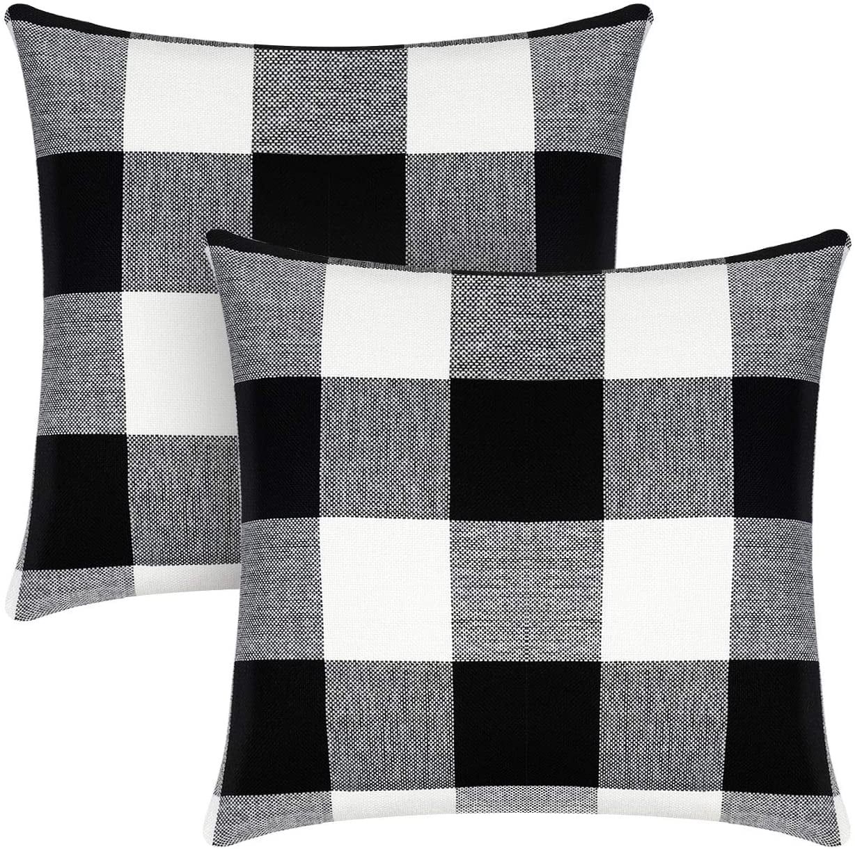 Black and White Buffalo Check Polyester Pillow Covers, 18 x 18 inches