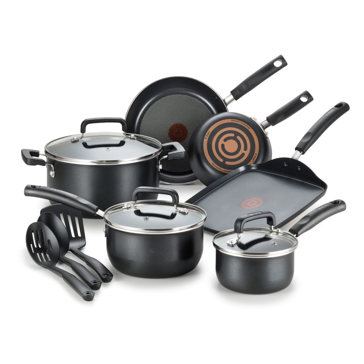 T-fal 12-Piece Black Non-Stick Aluminum Cookware Set