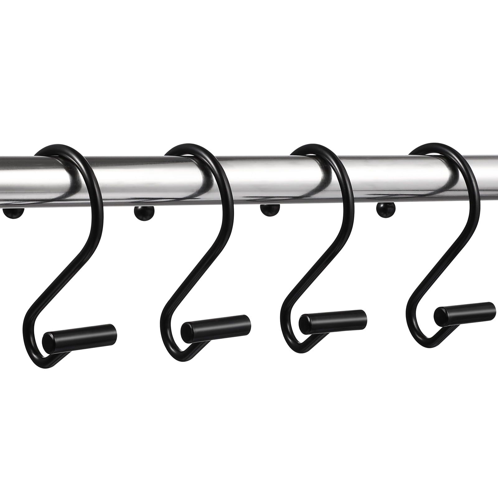 Black Metal Rust Proof S-Shaped Shower Curtain Hooks, Set of 12