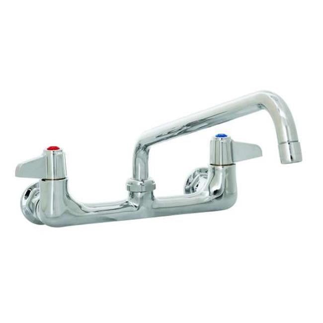 Polished Chrome 8" Wall Mount Commercial Sink Faucet with Swing Nozzle