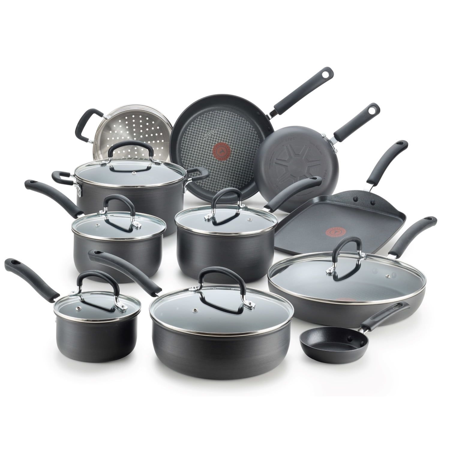 Ultimate Hard Anodized Nonstick 17-Piece Black Cookware Set