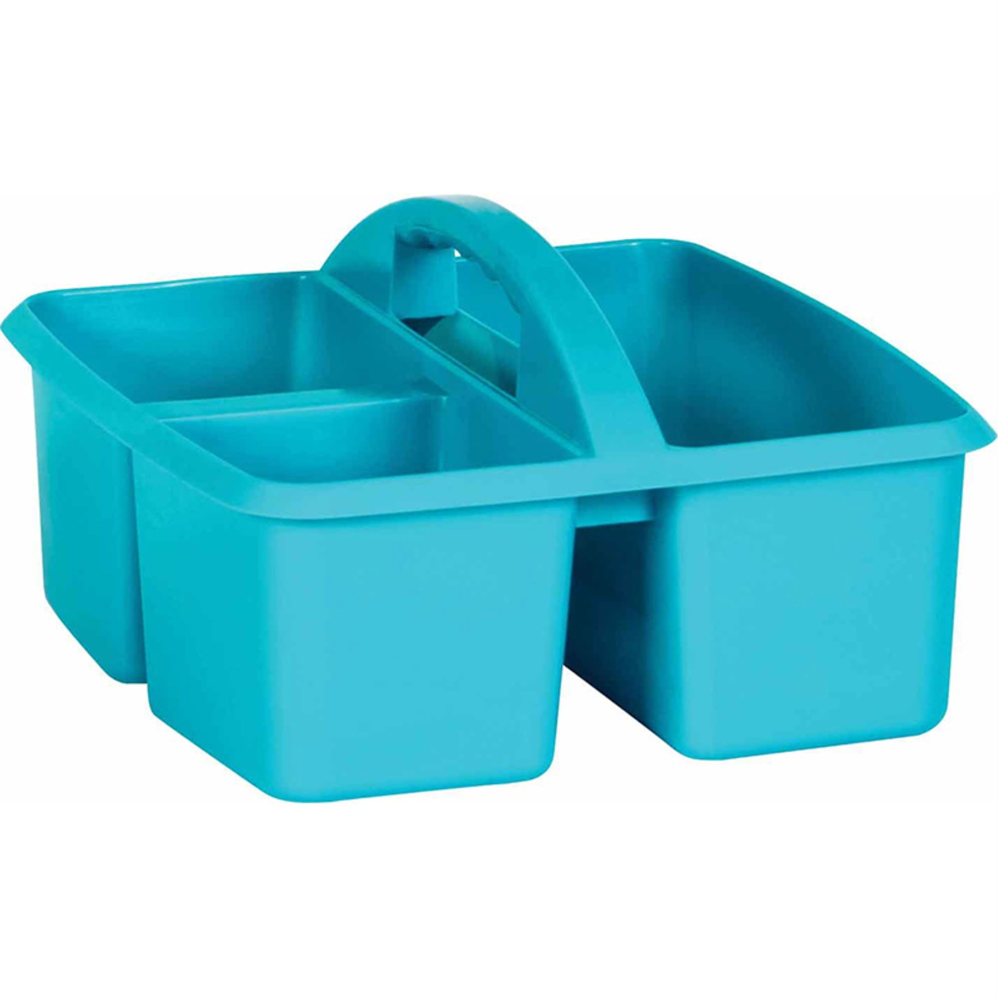 Teal Plastic Storage Caddy with Divided Compartments