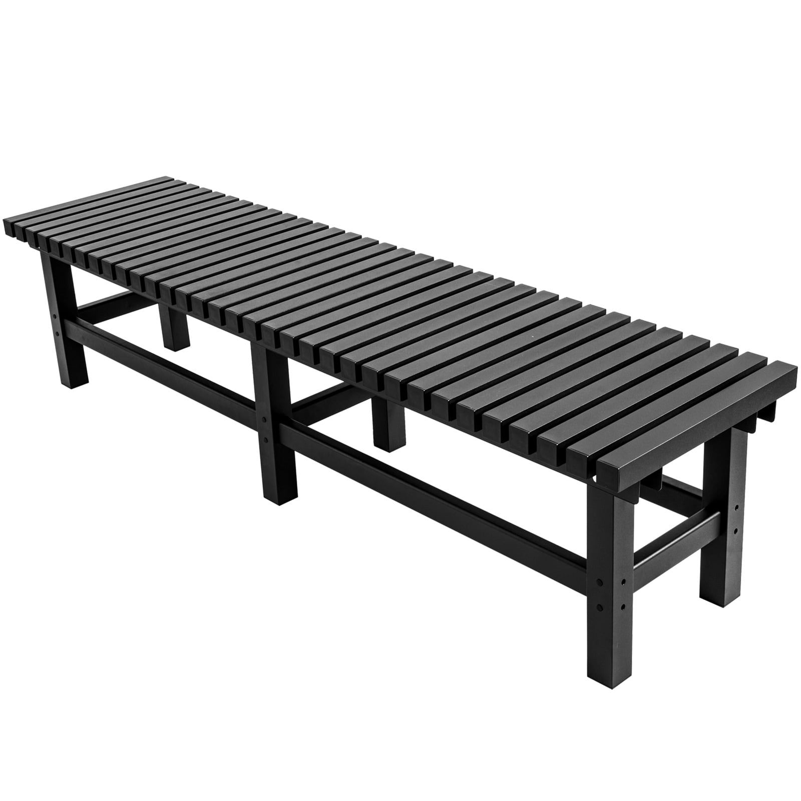 Black Powder Coated Aluminum Outdoor Bench, 69.7 Inches