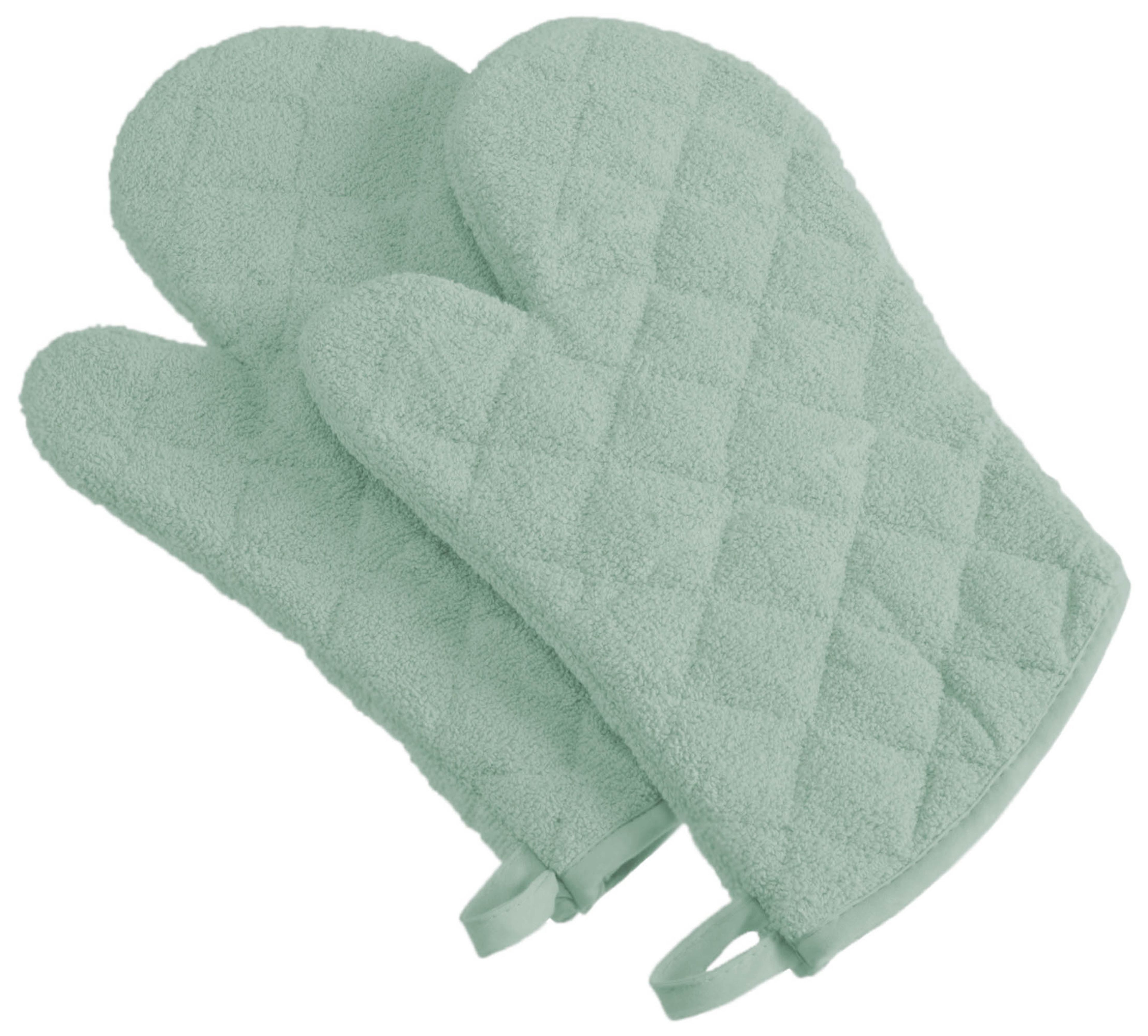 Mint Green Cotton Quilted Oven Mitts Set of 2