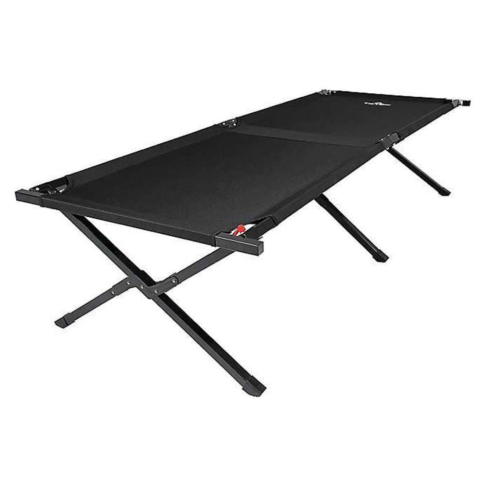 Black Steel and Canvas Folding Camping Cot