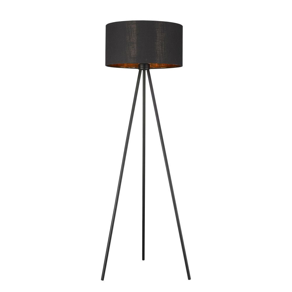 Morenci Matte Black Tripod Floor Lamp with Drum Shade