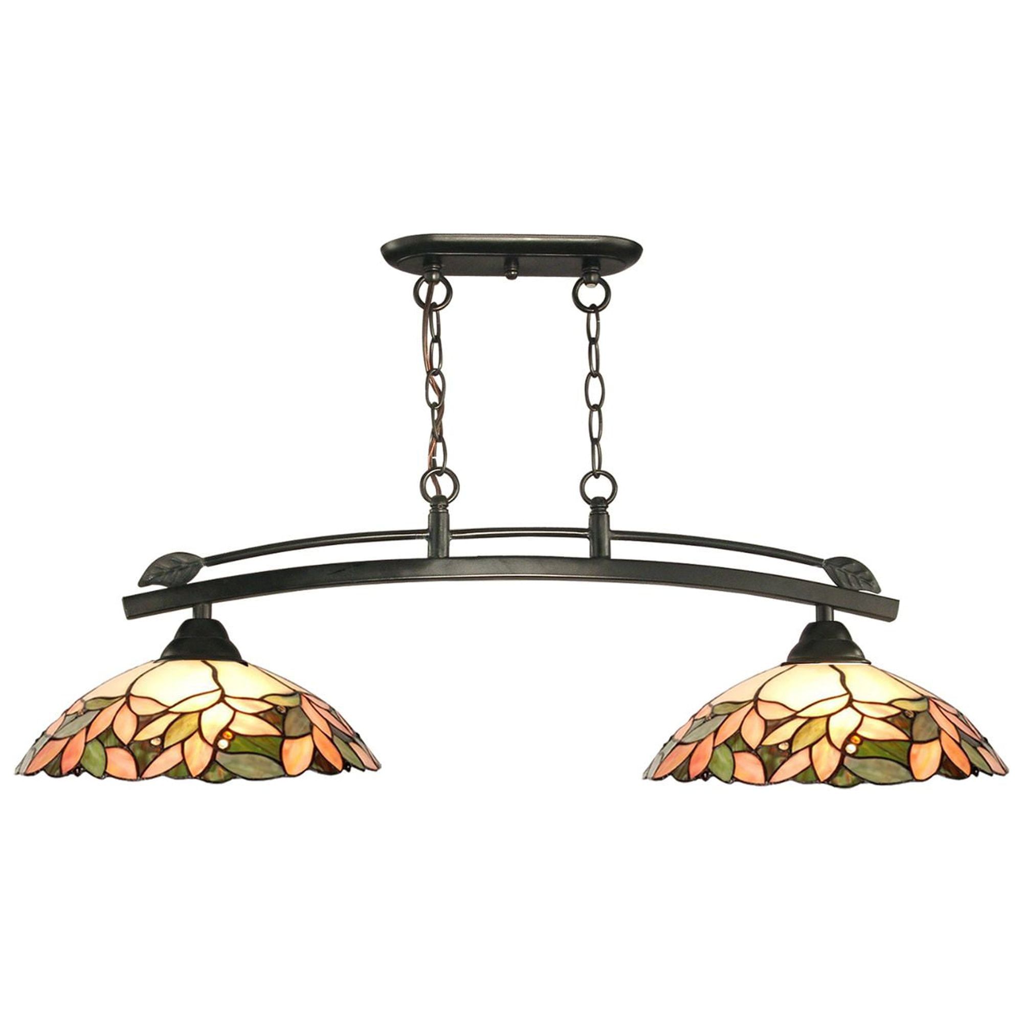 Argento Nature-Inspired 2-Light Tiffany Island Fixture in Dark Bronze