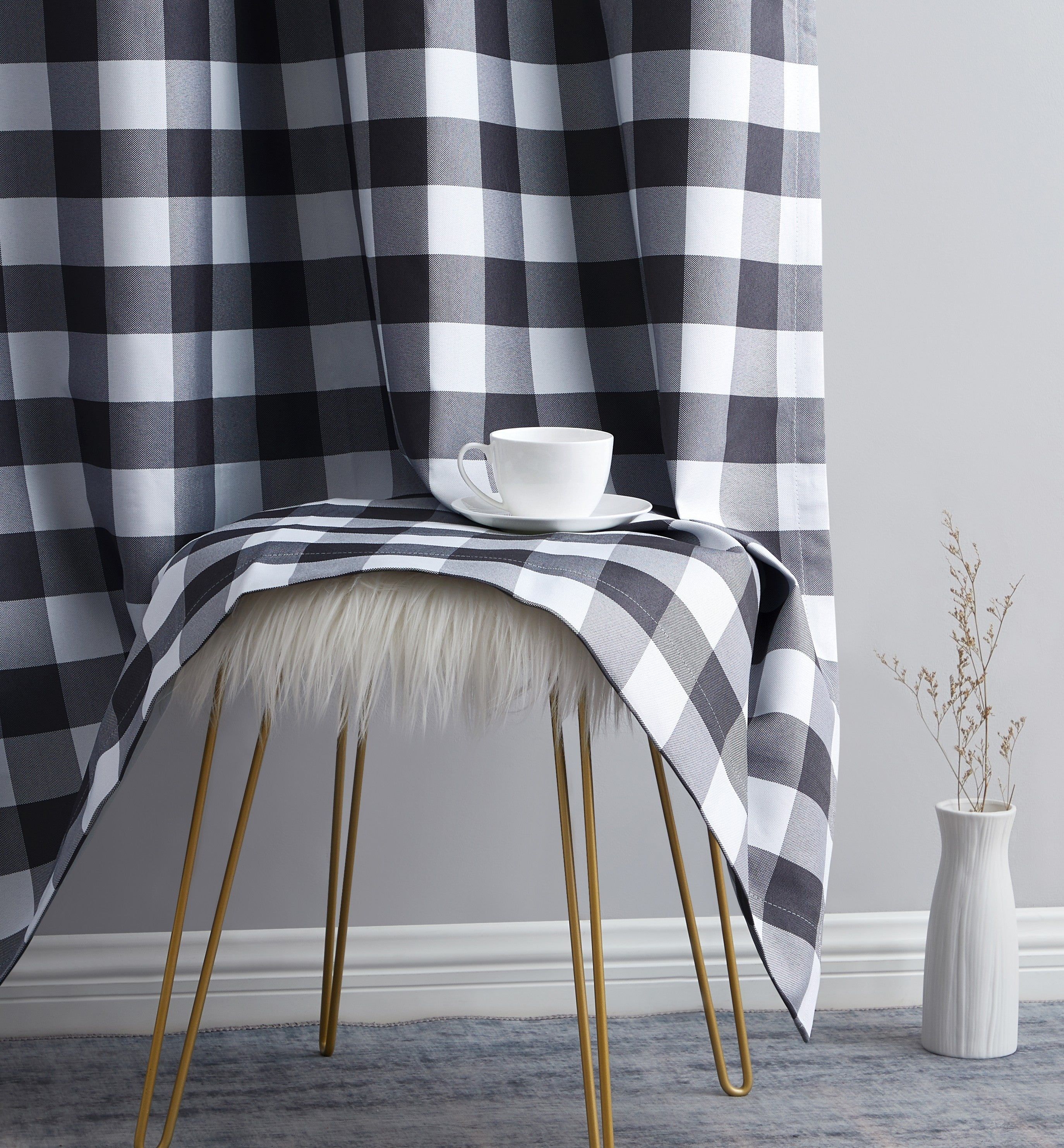 Black Buffalo Check Thermal Insulated Blackout Grommet Curtains