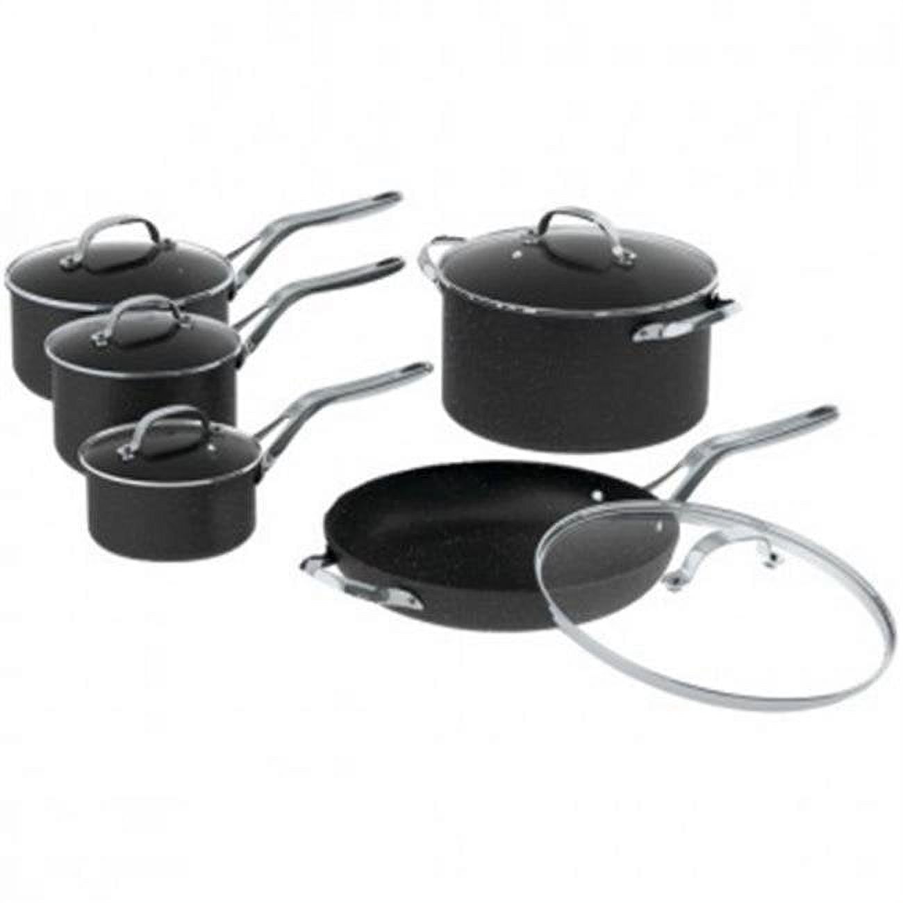 Starfrit The Rock 10-Piece Non-Stick Black Aluminum Cookware Set