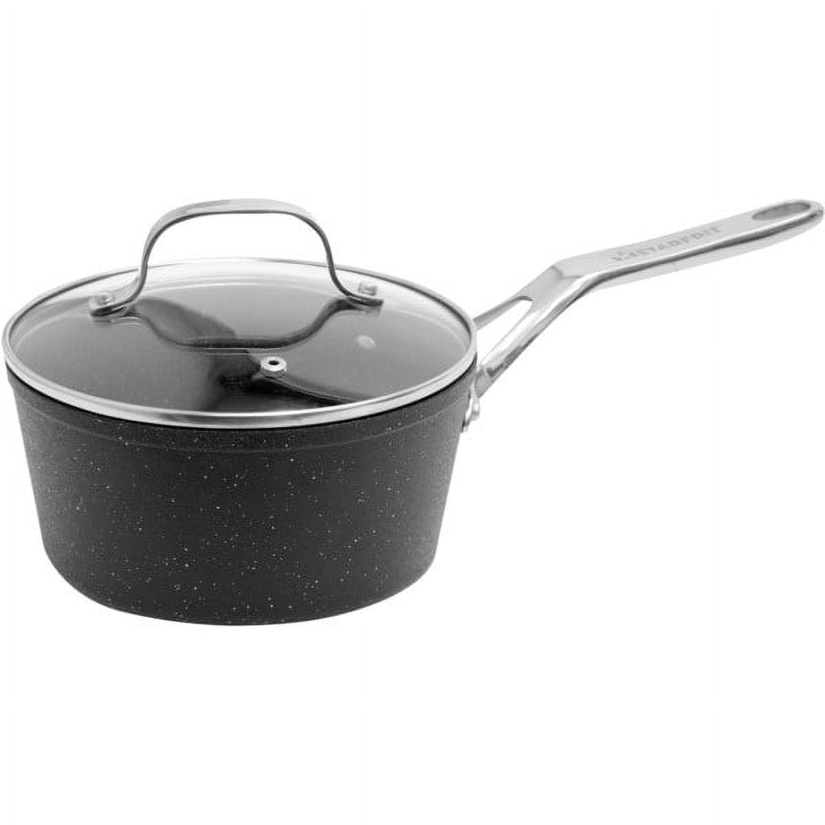 Black Non-Stick Aluminum 3-Quart Saucepan with Glass Lid